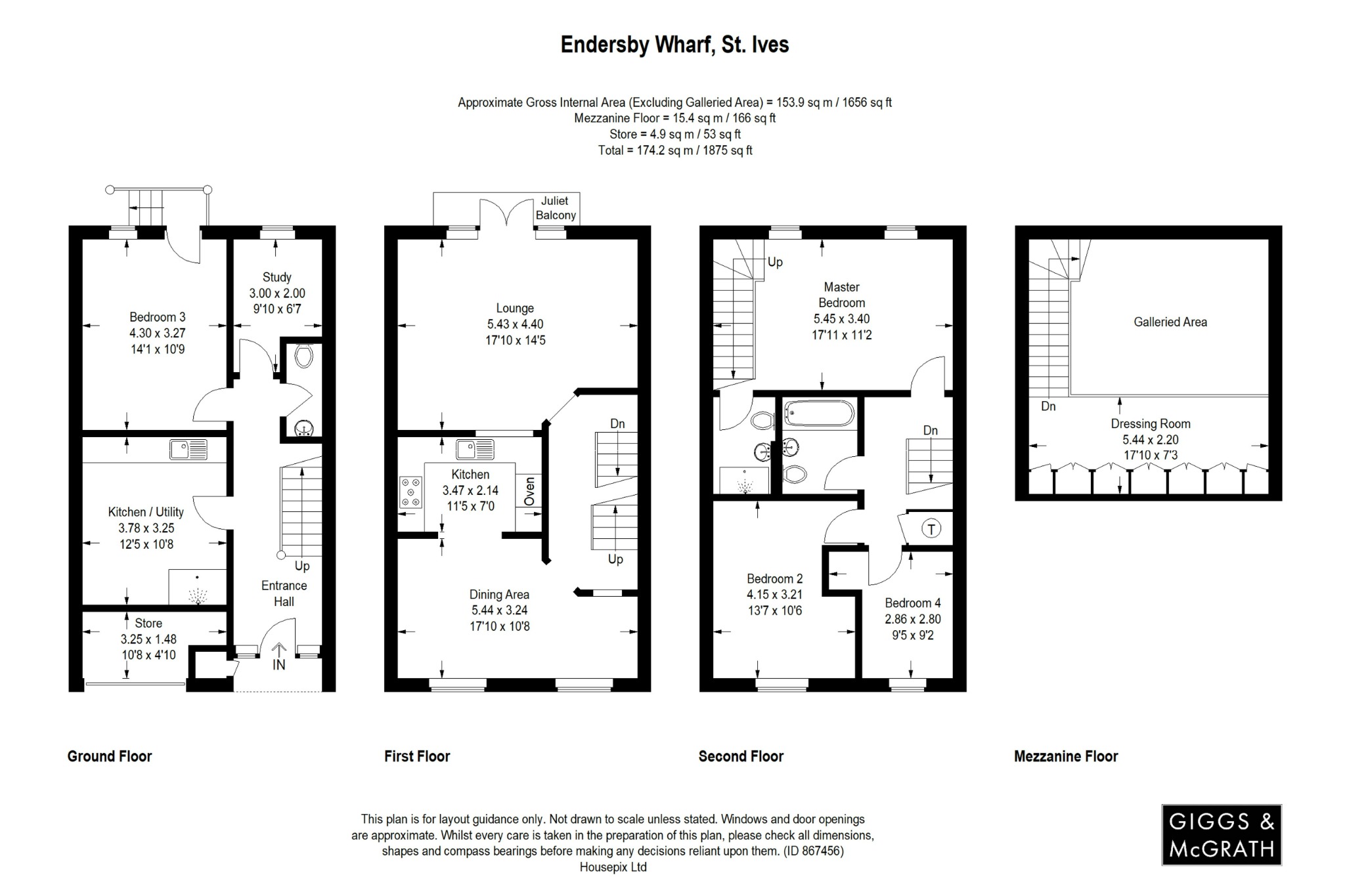 4 bed town house for sale in London Road, St Ives - Property Floorplan