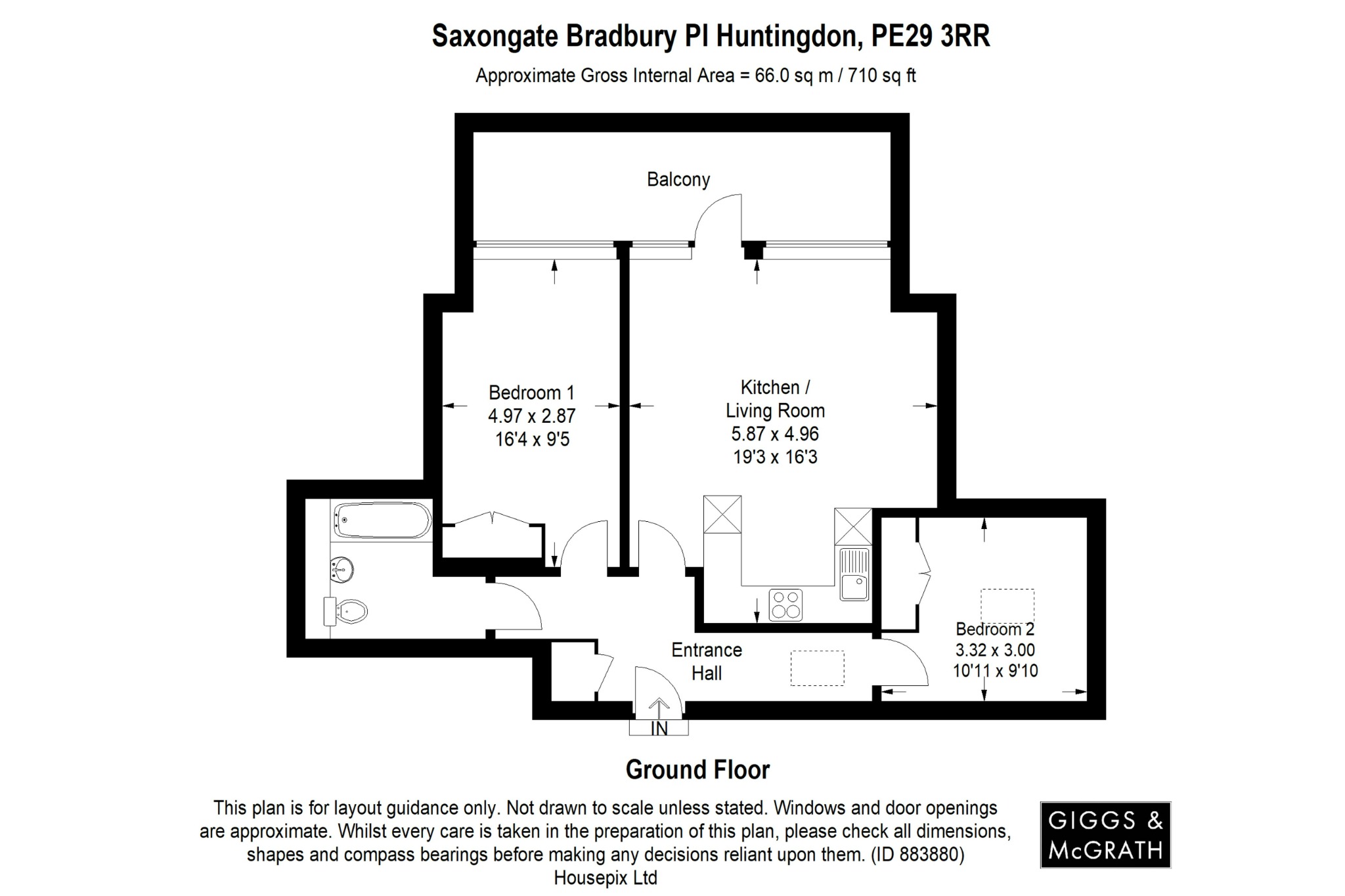 2 bed penthouse for sale in Bradbury Place, Huntingdon - Property Floorplan