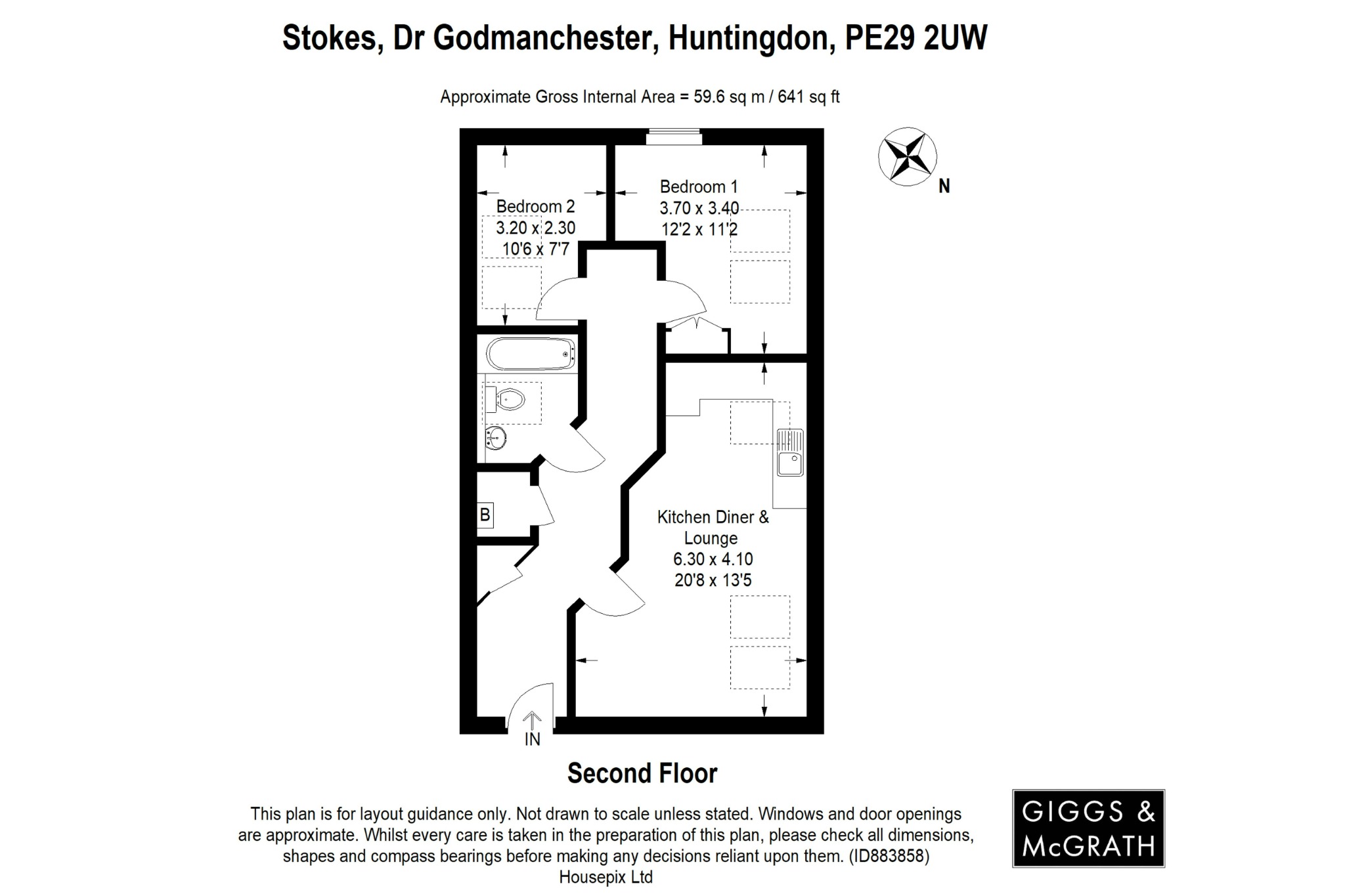 2 bed flat for sale in Stokes Drive, Huntingdon - Property Floorplan