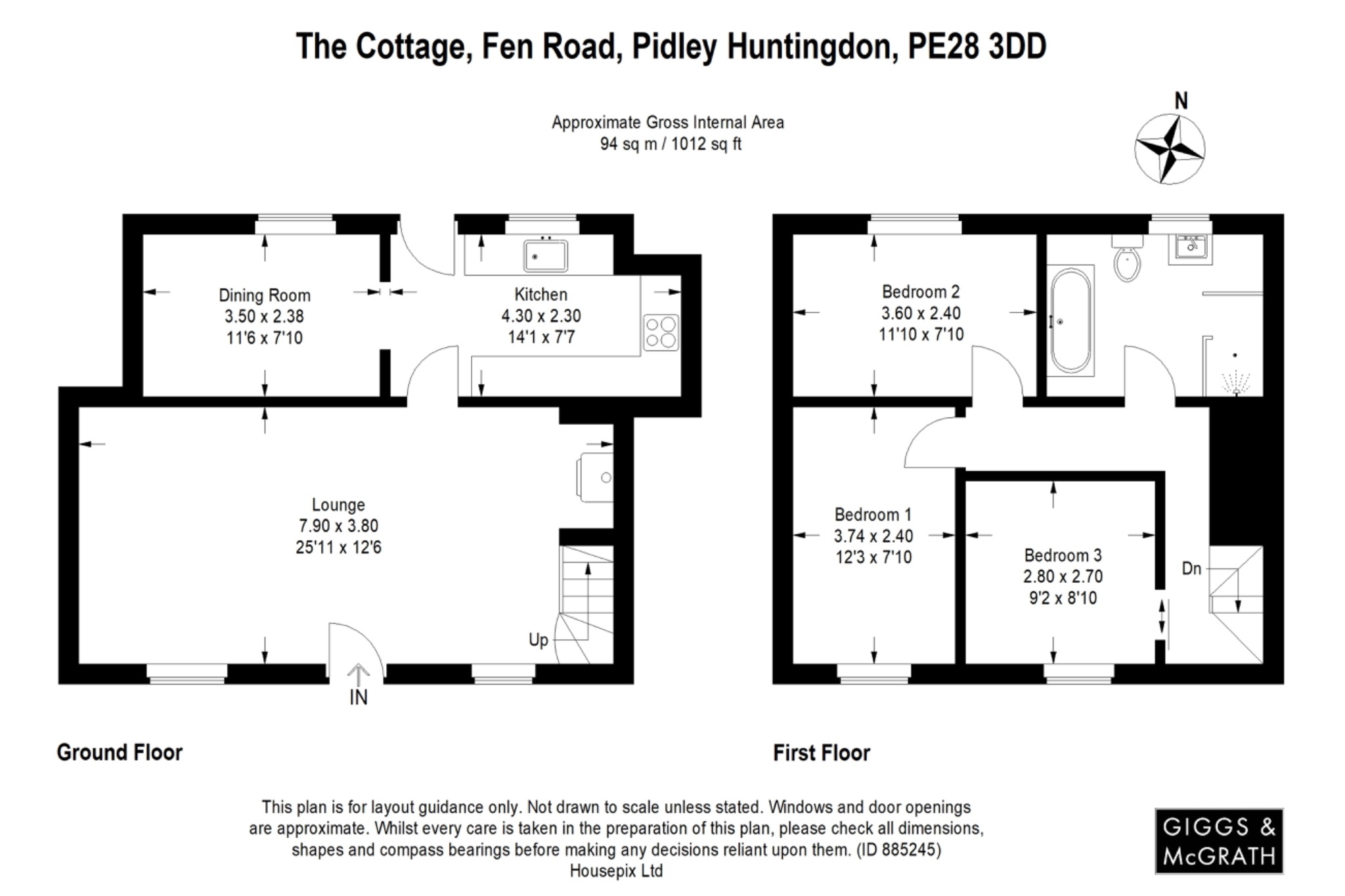 3 bed semi-detached house for sale in Fen Road, Huntingdon - Property Floorplan