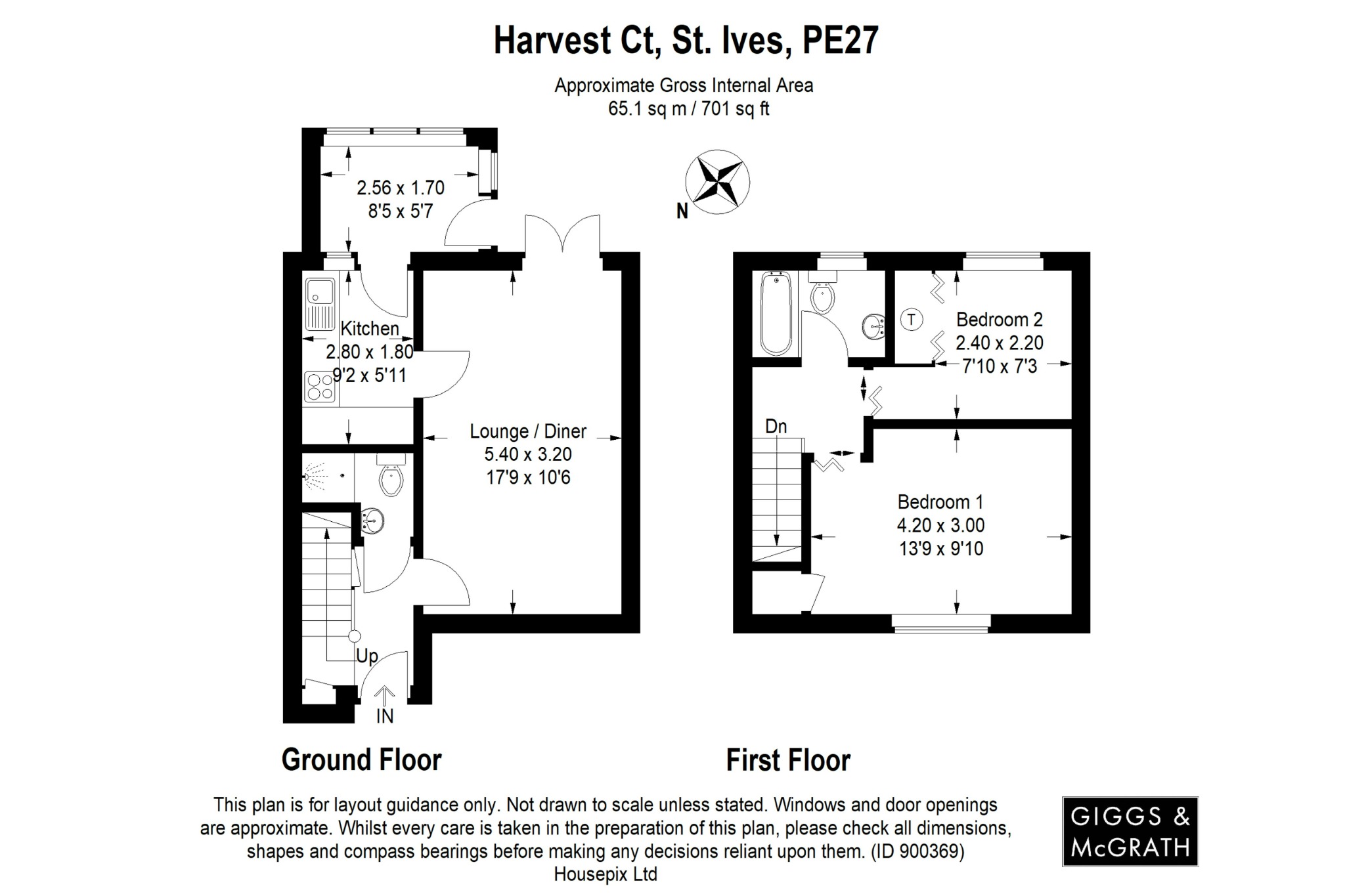 2 bed end of terrace house for sale in Harvest Court, St. Ives - Property Floorplan