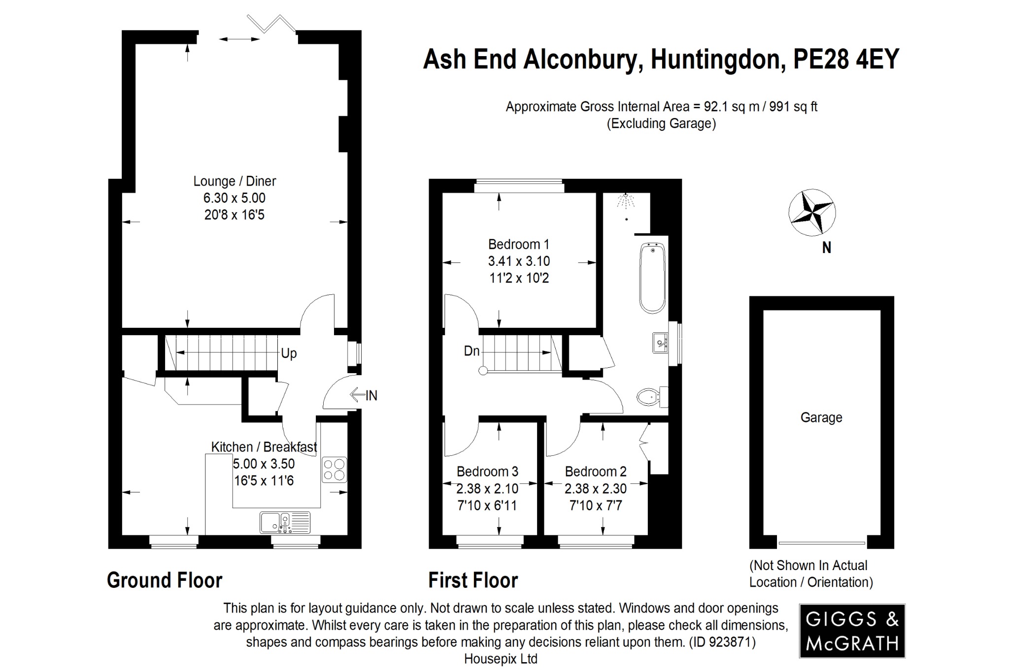 3 bed semi-detached house for sale in Ash End, Huntingdon - Property Floorplan