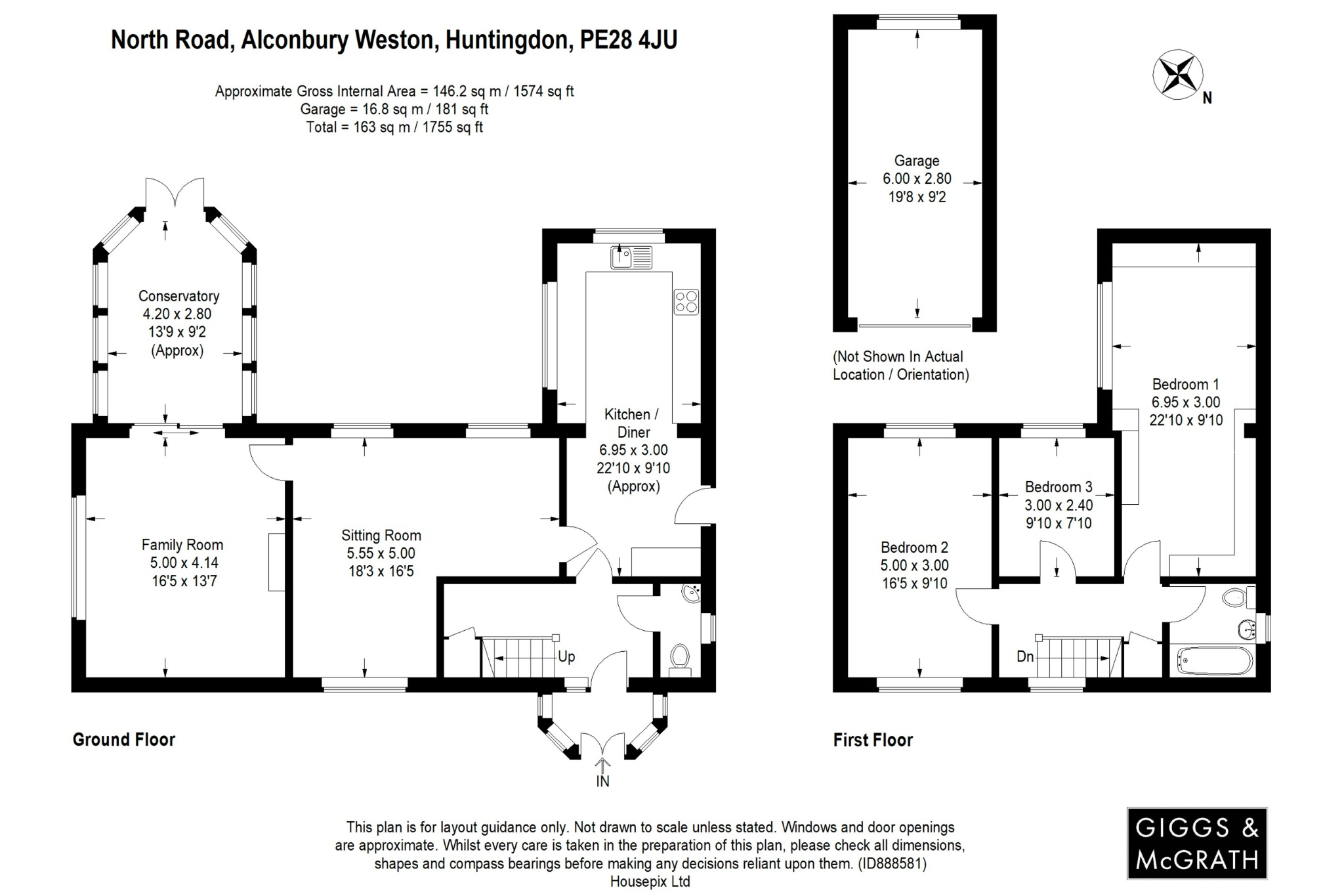 3 bed detached house for sale in North Road, Huntingdon - Property Floorplan