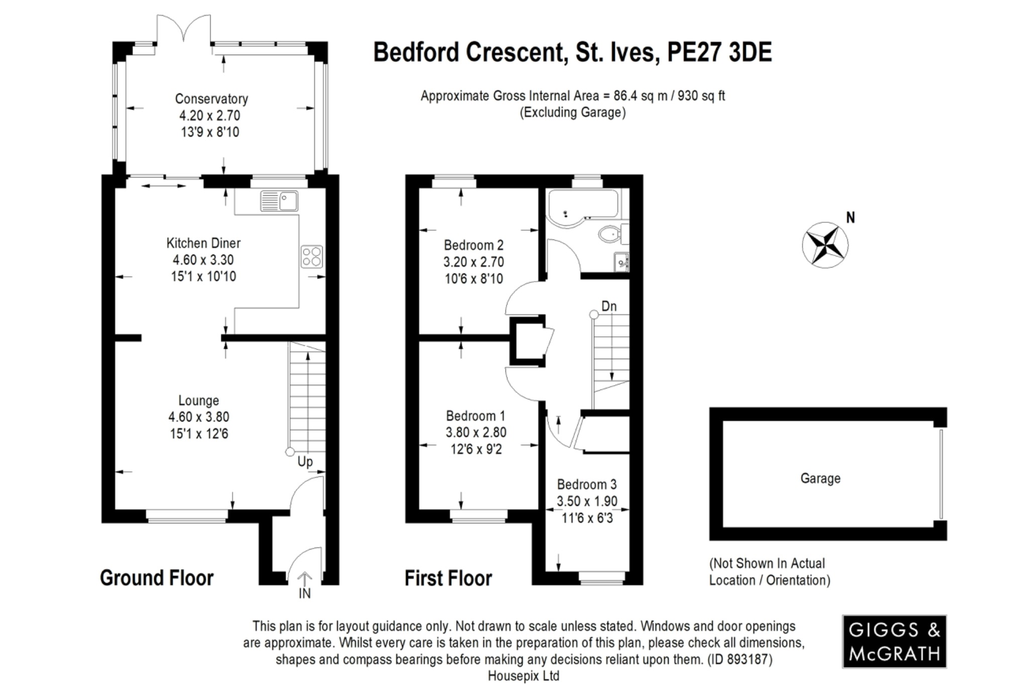 3 bed end of terrace house for sale in Bedford Crescent, St Ives - Property Floorplan