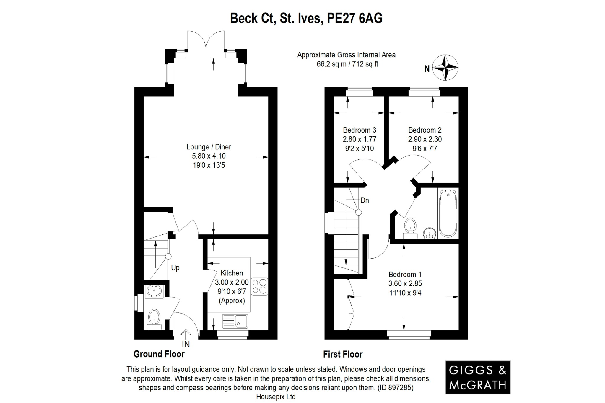 3 bed semi-detached house for sale in Beck Court, St Ives - Property Floorplan
