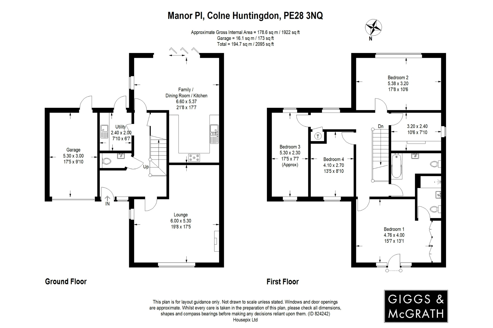 5 bed semi-detached house for sale in Manor Place, Huntingdon - Property Floorplan