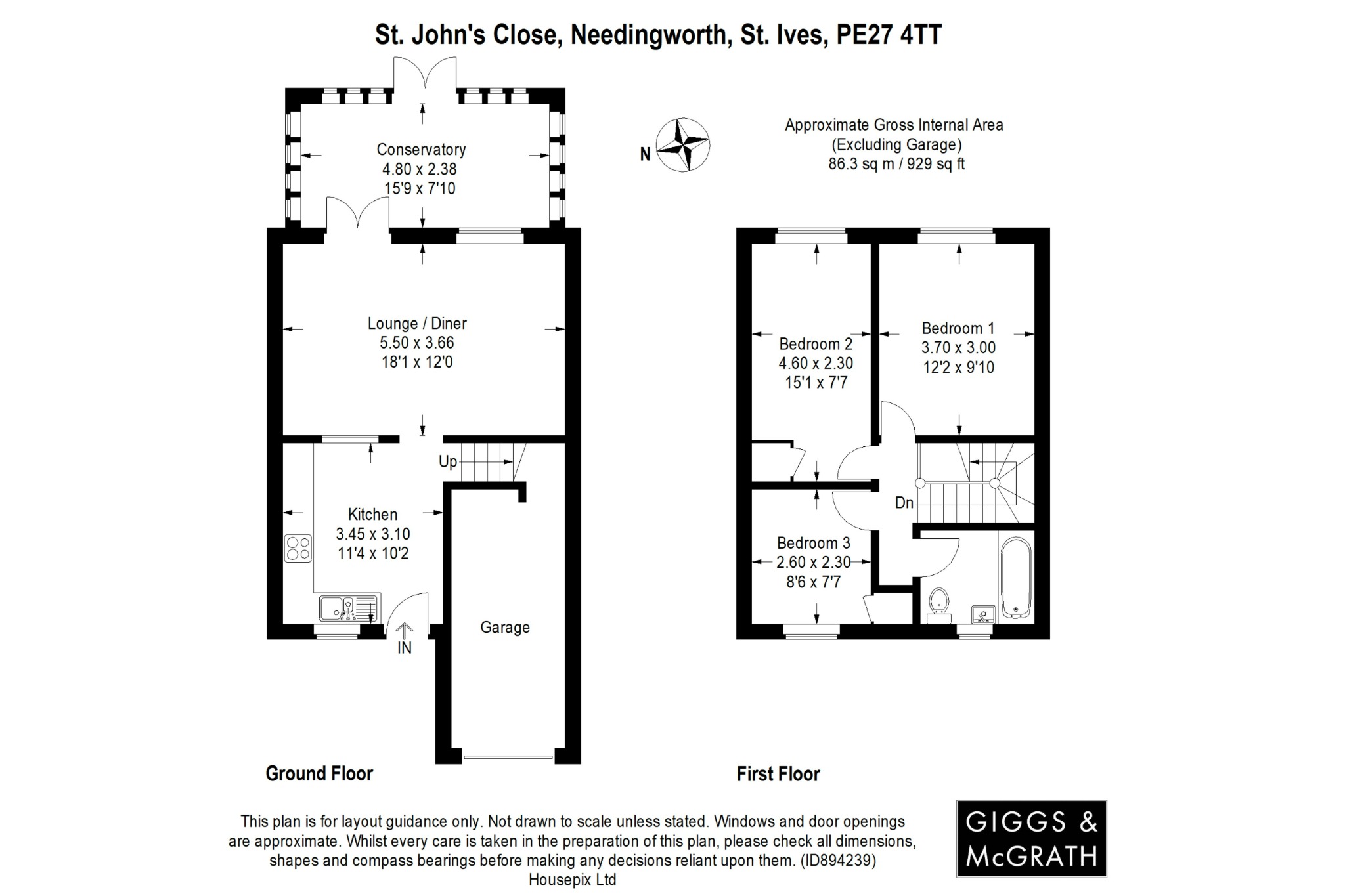 3 bed semi-detached house for sale in St. Johns Close, St Ives - Property Floorplan