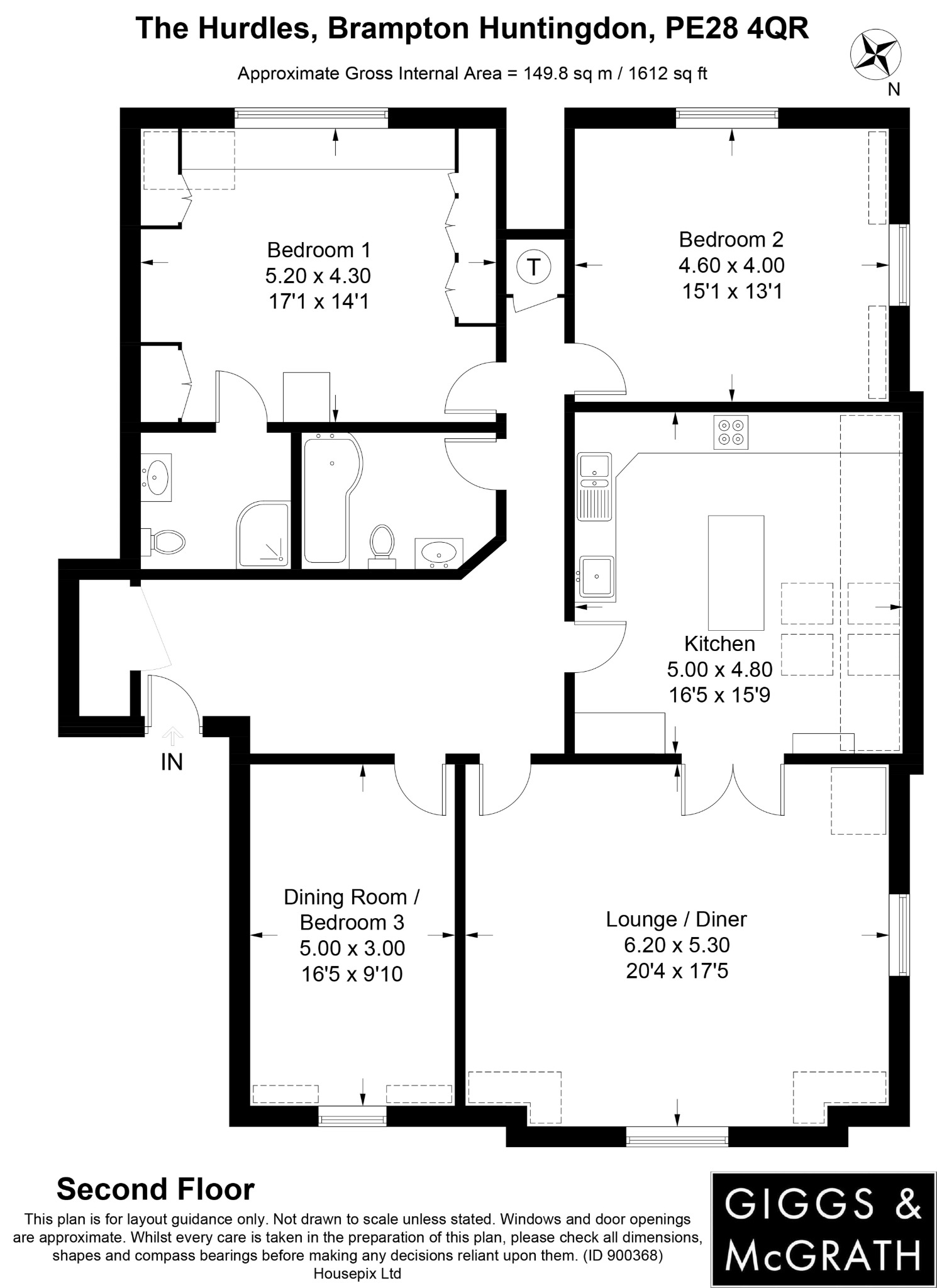3 bed penthouse for sale in The Hurdles, Huntingdon - Property Floorplan