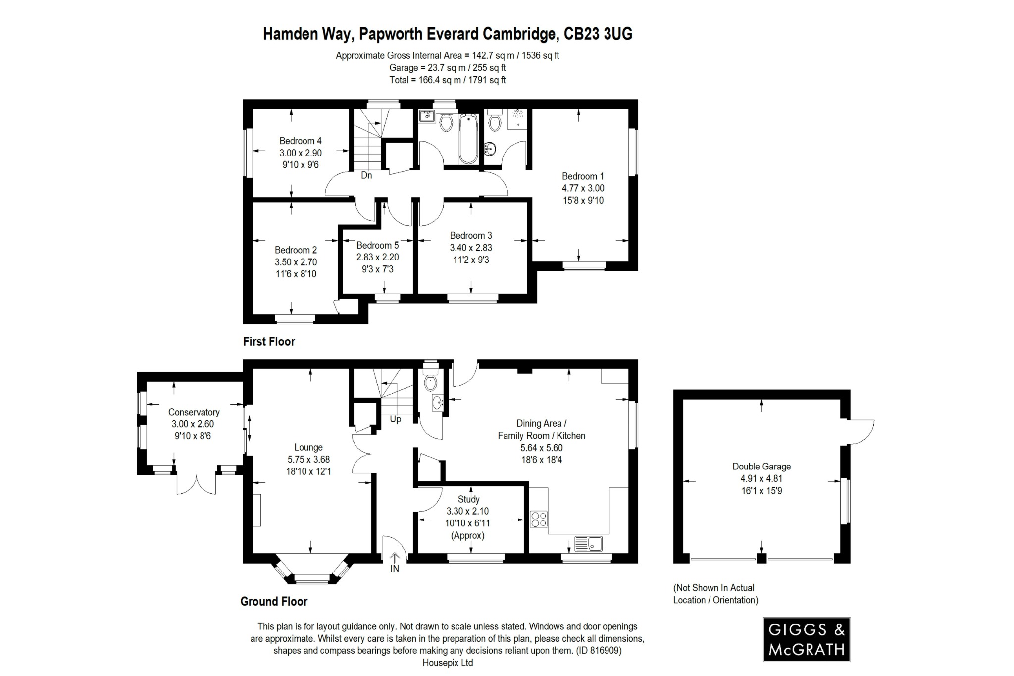 5 bed detached house for sale in Papworth Everard, Cambridge - Property Floorplan