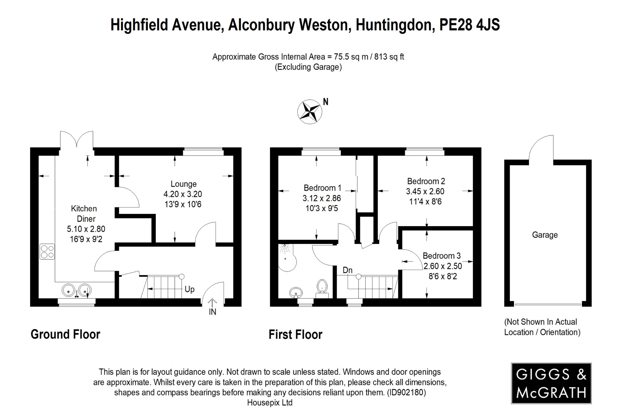 3 bed detached house for sale in Highfield Avenue, Huntingdon - Property Floorplan