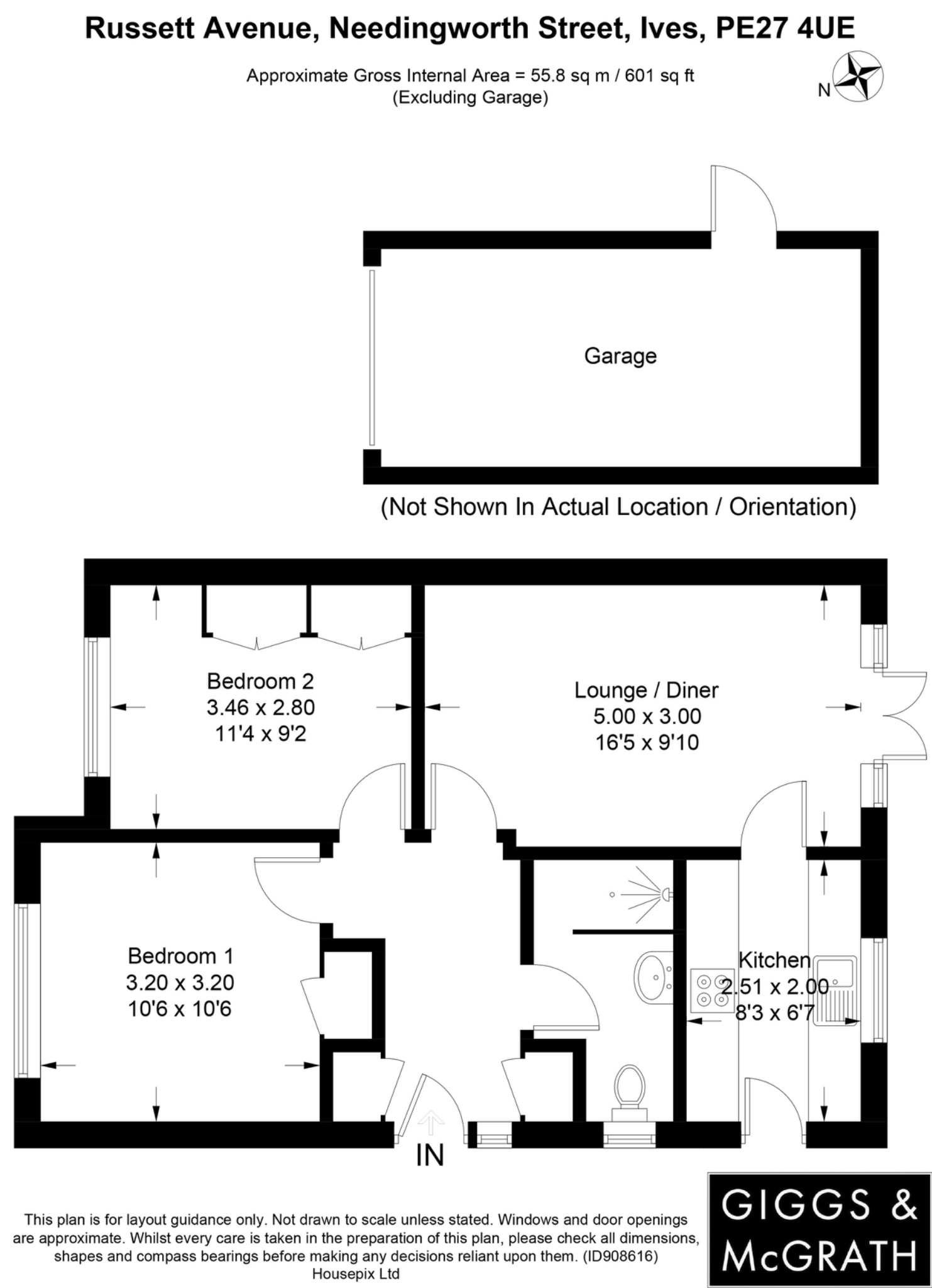 2 bed semi-detached bungalow for sale in Russett Avenue, St Ives - Property Floorplan
