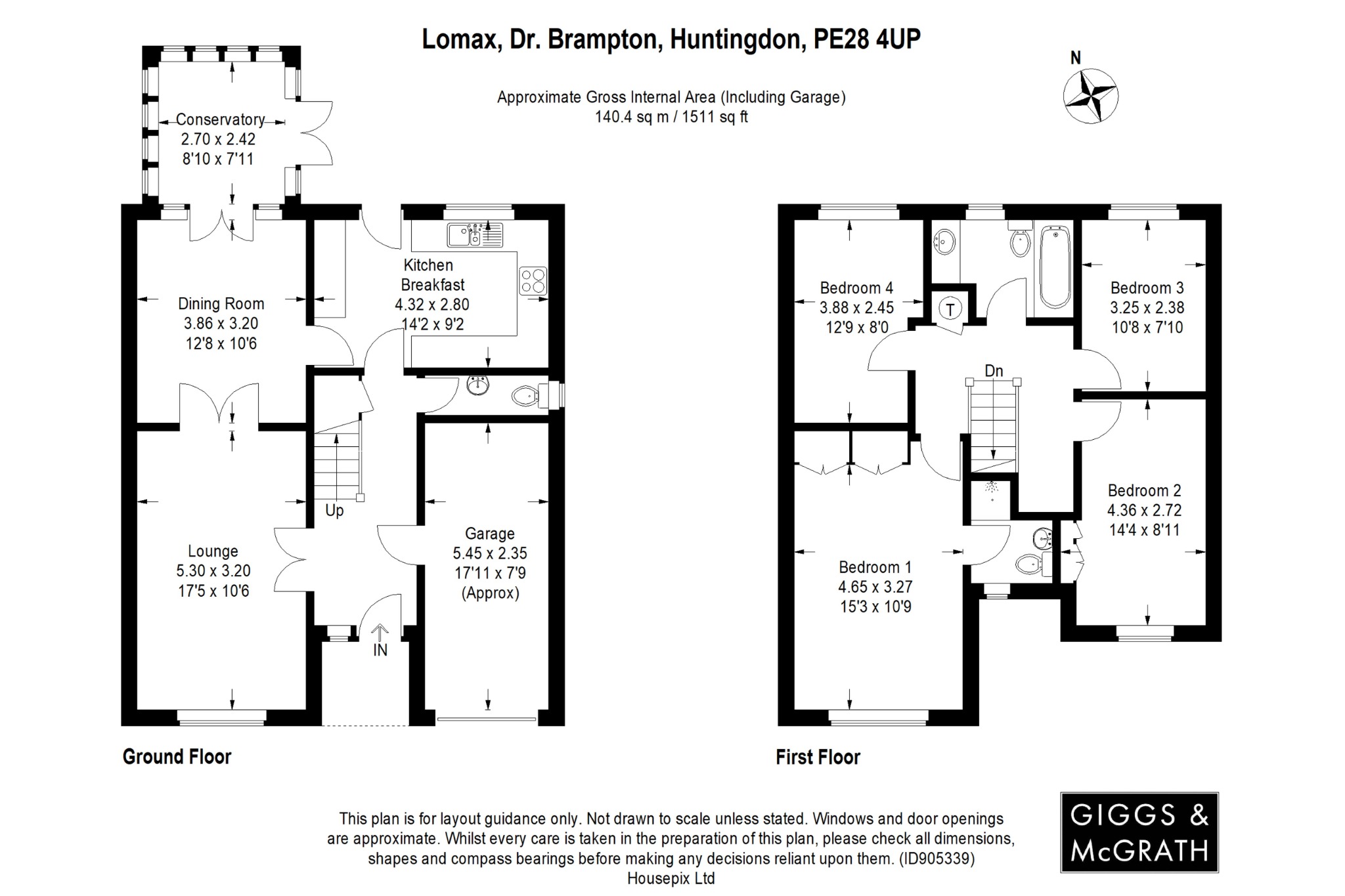 4 bed detached house for sale in Lomax Drive, Huntingdon - Property Floorplan