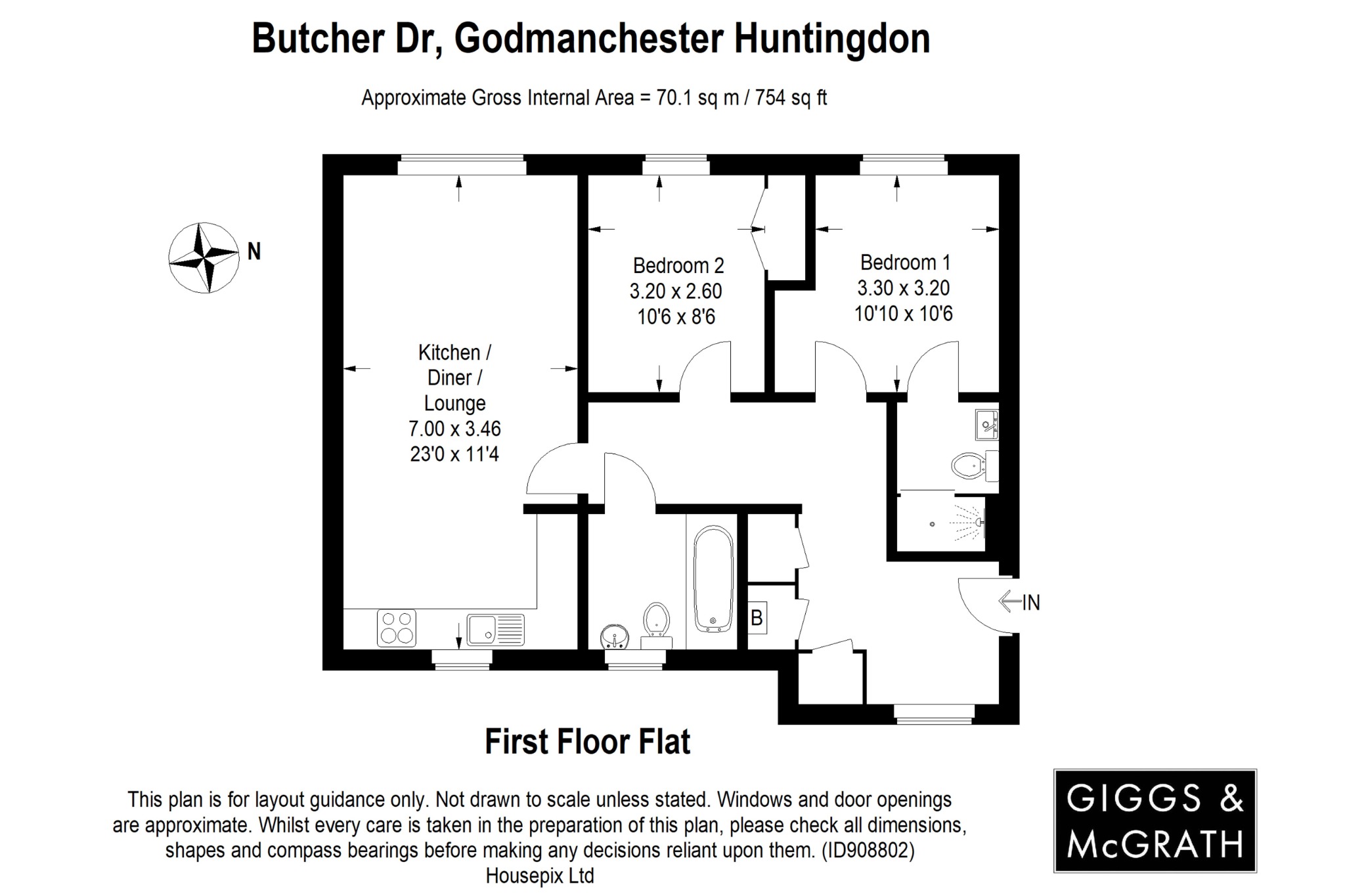 2 bed flat for sale in Butcher Drive, Huntingdon - Property Floorplan