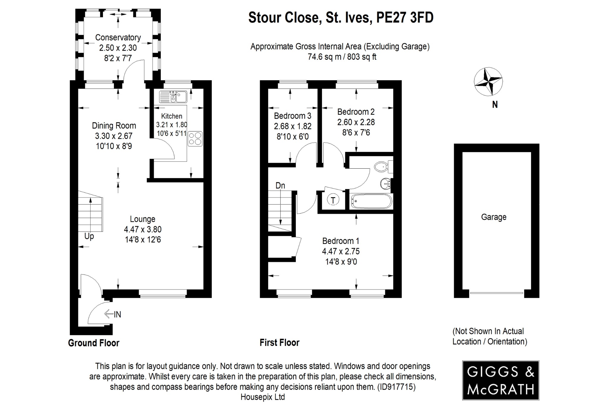 3 bed terraced house for sale in Stour Close, St Ives - Property Floorplan