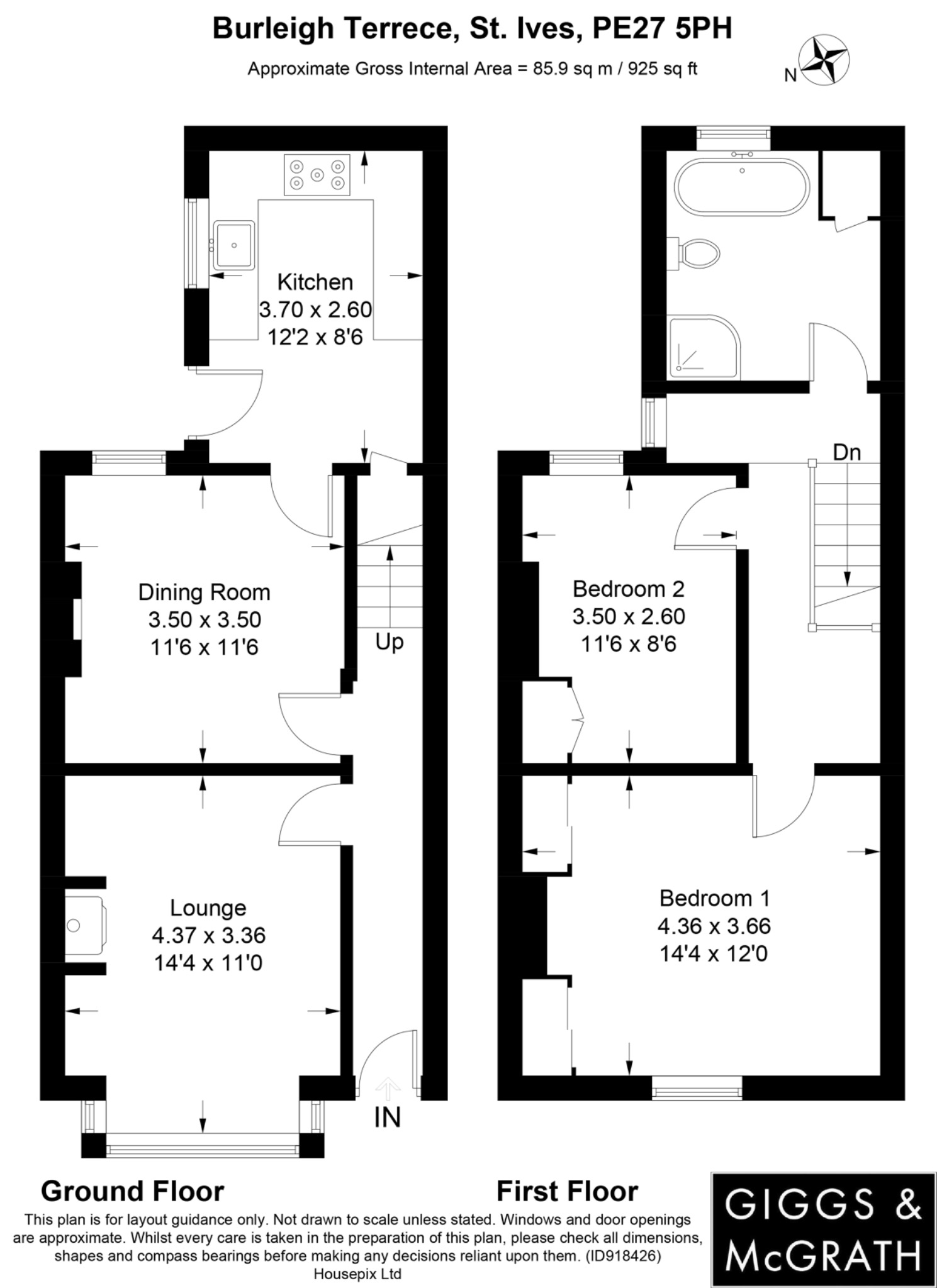 2 bed terraced house for sale in Burleigh Terrace, St Ives - Property Floorplan