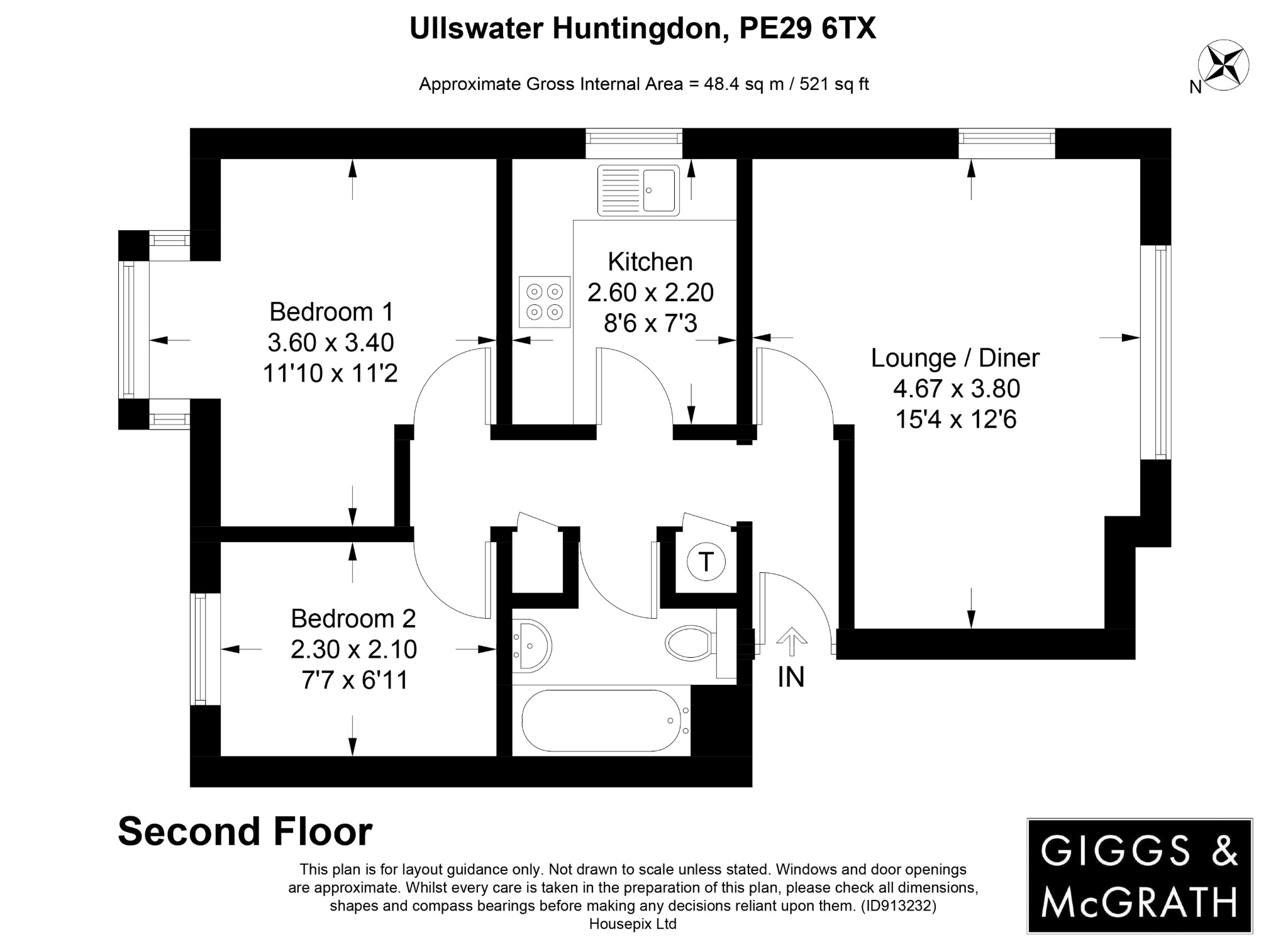 2 bed flat for sale in Ullswater, Huntingdon - Property Floorplan