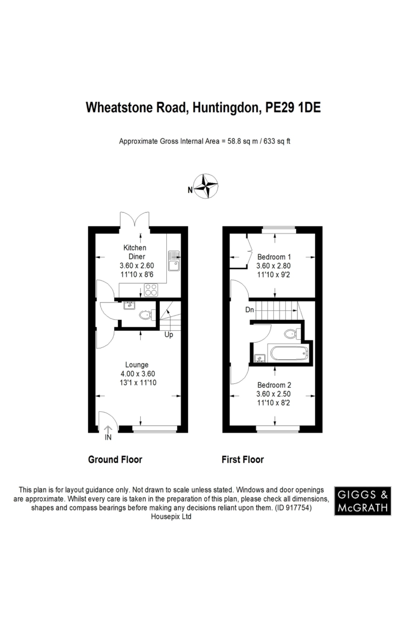 2 bed terraced house for sale in Wheatstone Road, Huntingdon - Property Floorplan