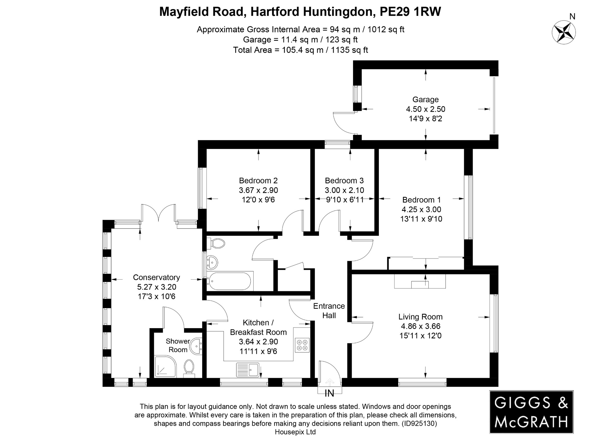3 bed detached bungalow for sale in Mayfield Road, Huntingdon - Property Floorplan