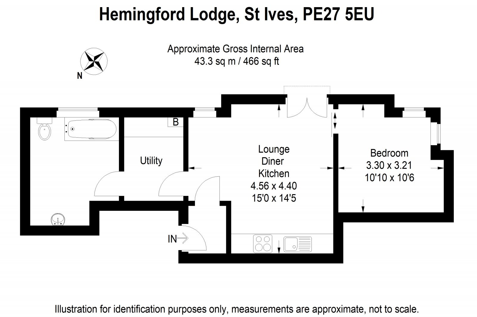 1 bed ground floor flat for sale in London Road, St. Ives - Property Floorplan