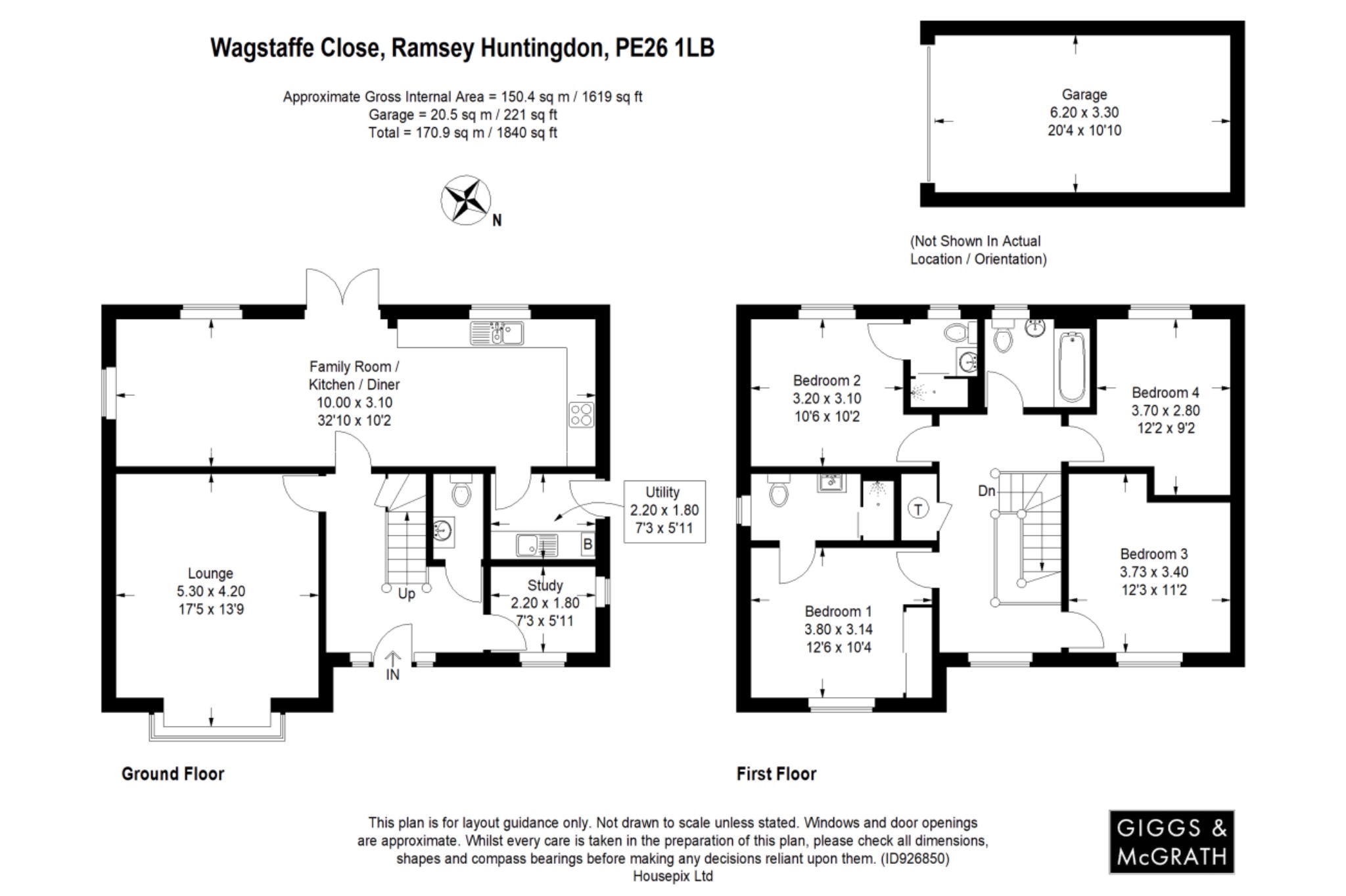 4 bed detached house for sale in Wagstaffe Close, Huntingdon - Property Floorplan