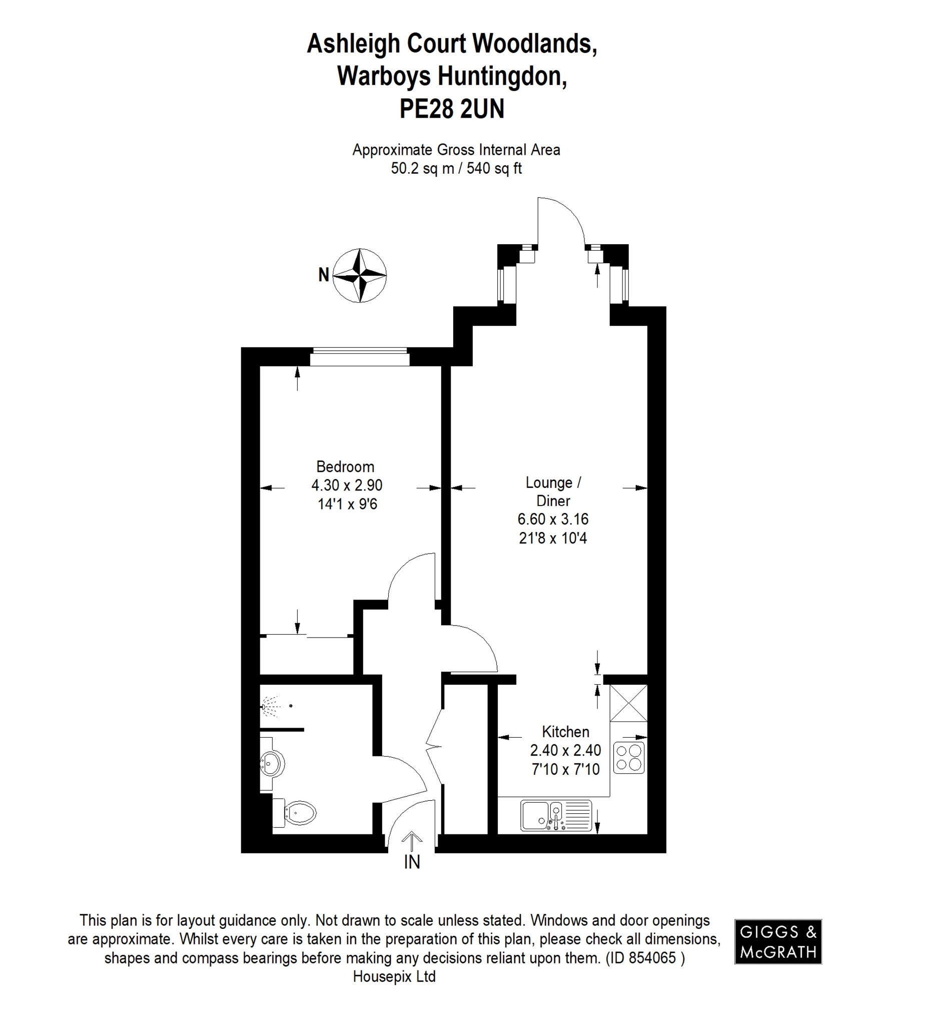 1 bed flat for sale in Woodlands, Huntingdon - Property Floorplan