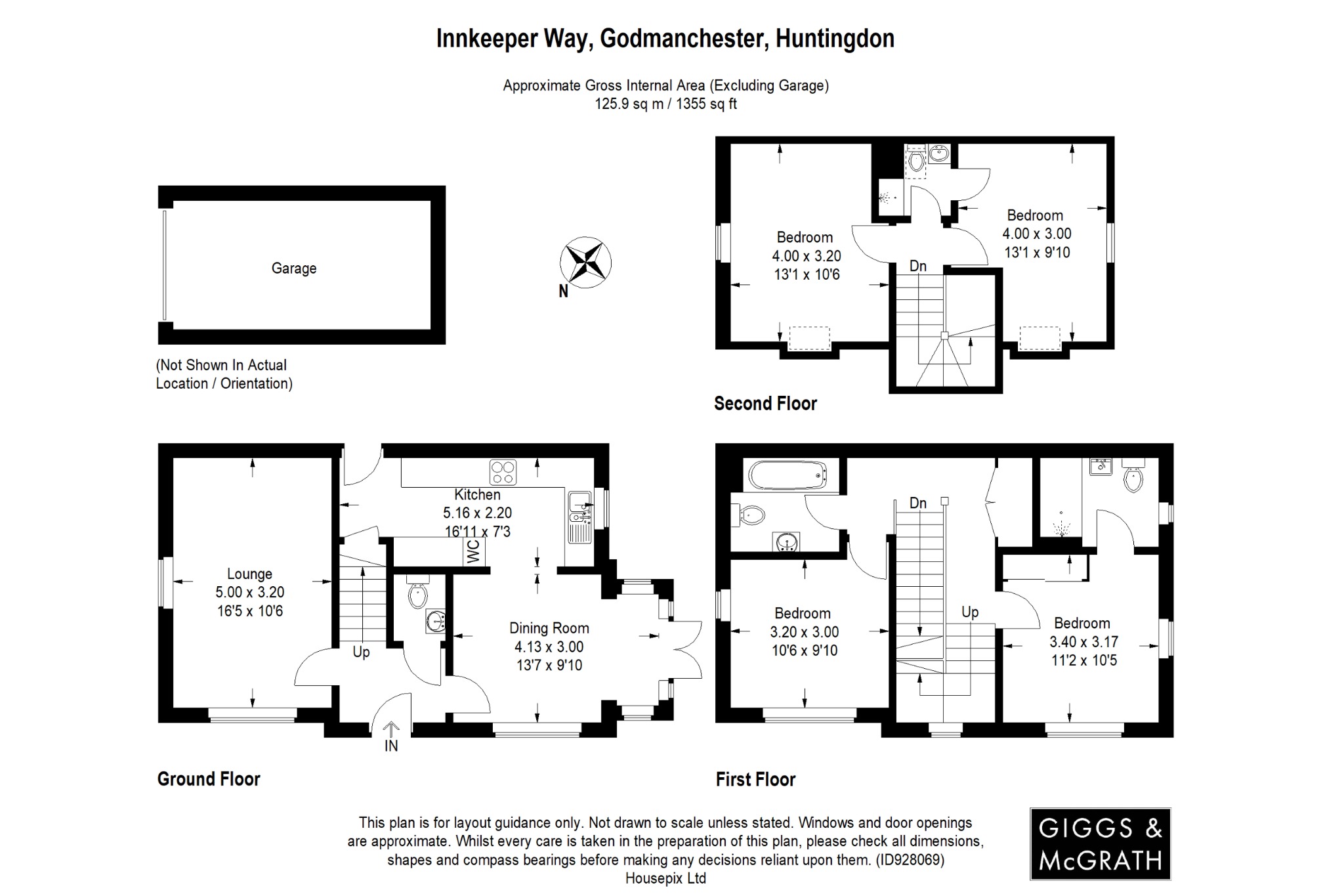 4 bed link detached house for sale in Innkeeper Way, Huntingdon - Property Floorplan