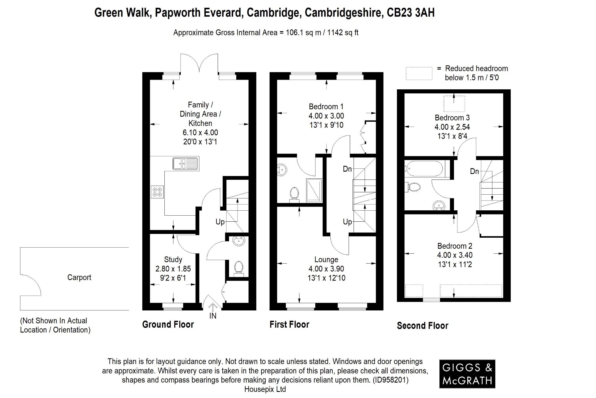 3 bed terraced house for sale in Green Walk, Cambridge - Property Floorplan