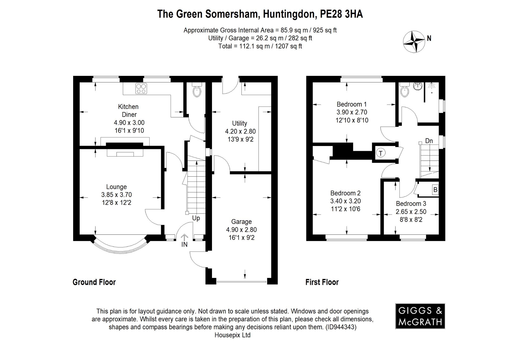 3 bed semi-detached house for sale in The Green, Huntingdon - Property Floorplan