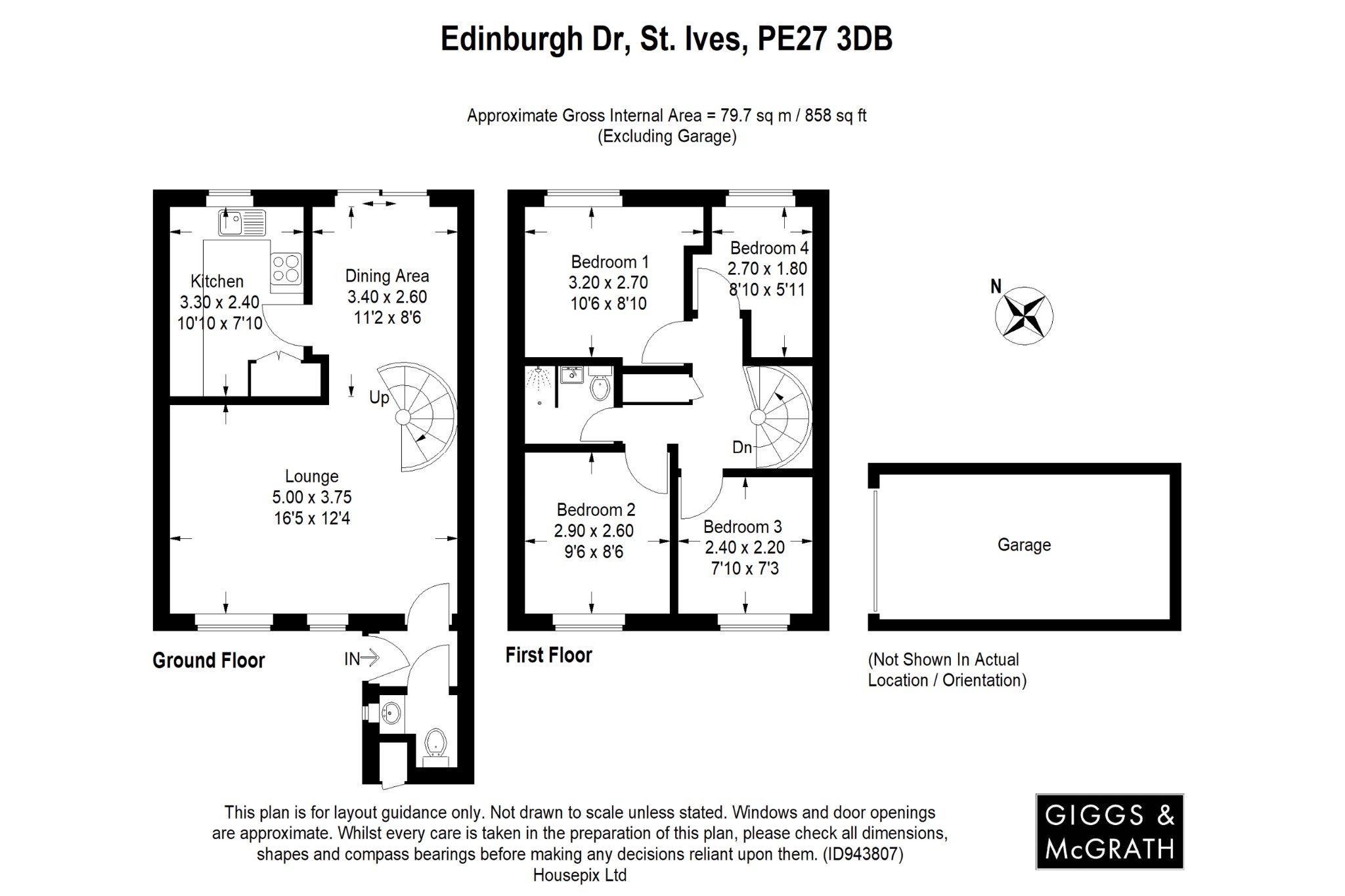 3 bed end of terrace house for sale in Edinburgh Drive, St Ives - Property Floorplan