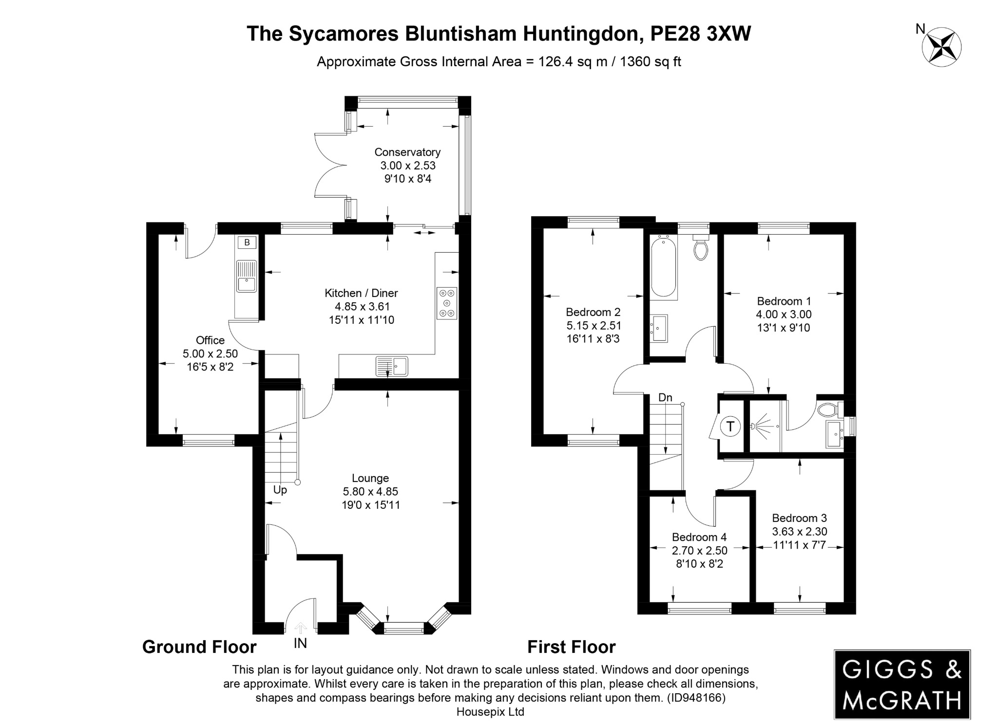 4 bed detached house for sale in The Sycamores, Huntingdon - Property Floorplan