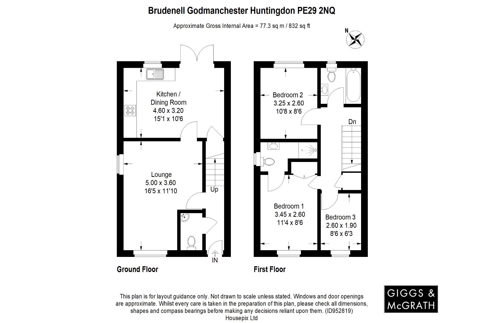 3 bed semi-detached house for sale in Brudenell, Huntingdon - Property Floorplan