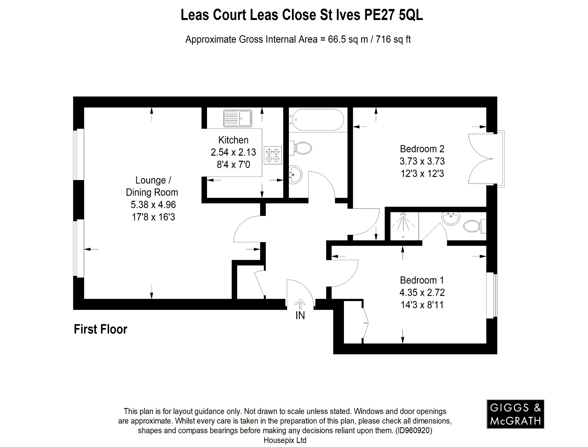 2 bed flat for sale in Leas Close, St Ives - Property Floorplan