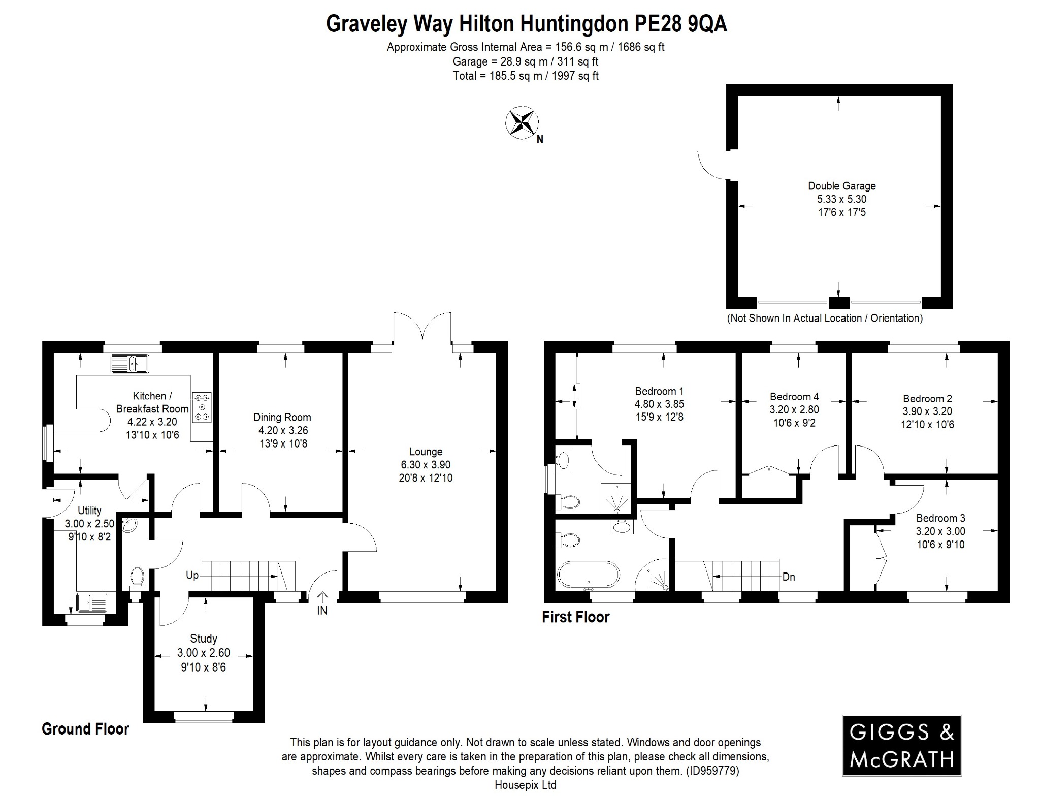 4 bed detached house for sale in Graveley Way, Huntingdon - Property Floorplan
