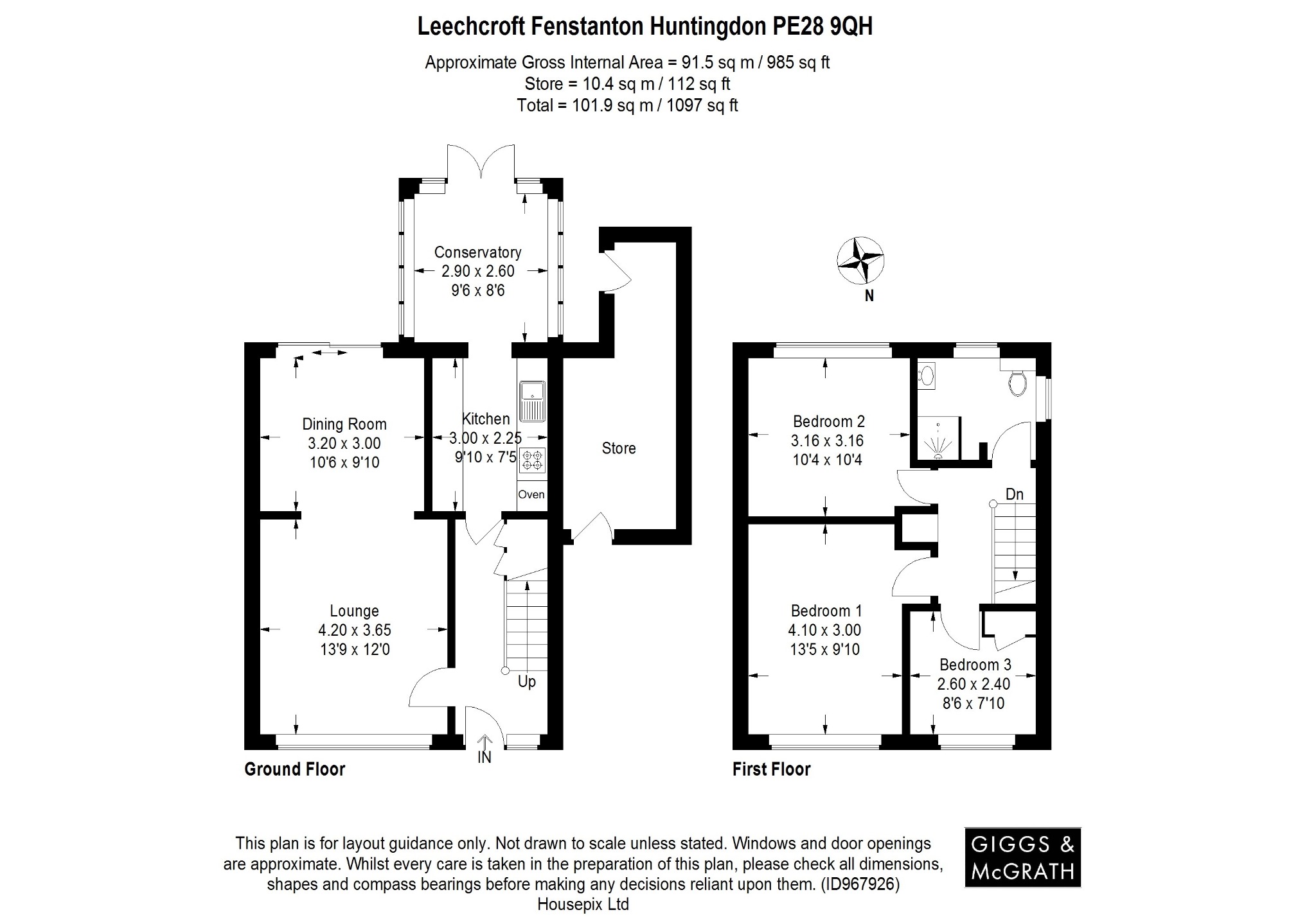 3 bed semi-detached house for sale in Leechcroft, Huntingdon - Property Floorplan