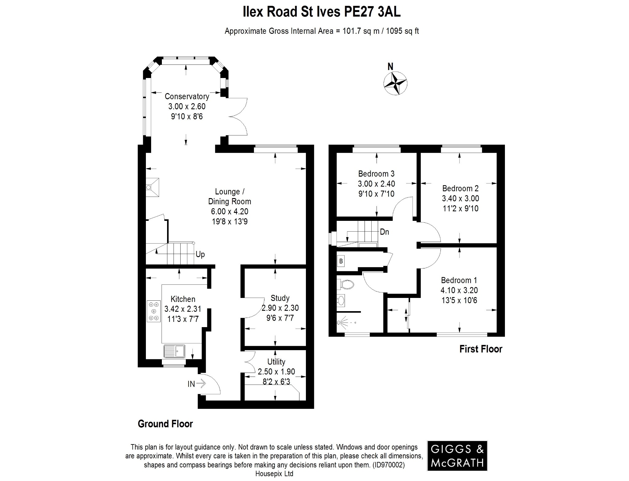 3 bed semi-detached house for sale in Ilex Road, St Ives - Property Floorplan