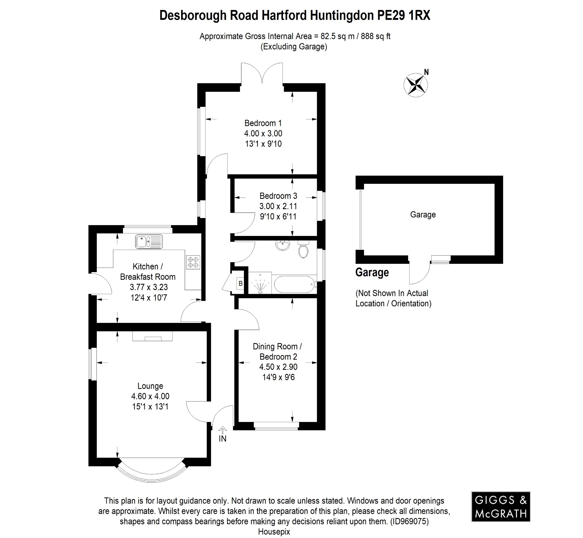 3 bed detached bungalow for sale in Desborough Road, Huntingdon - Property Floorplan