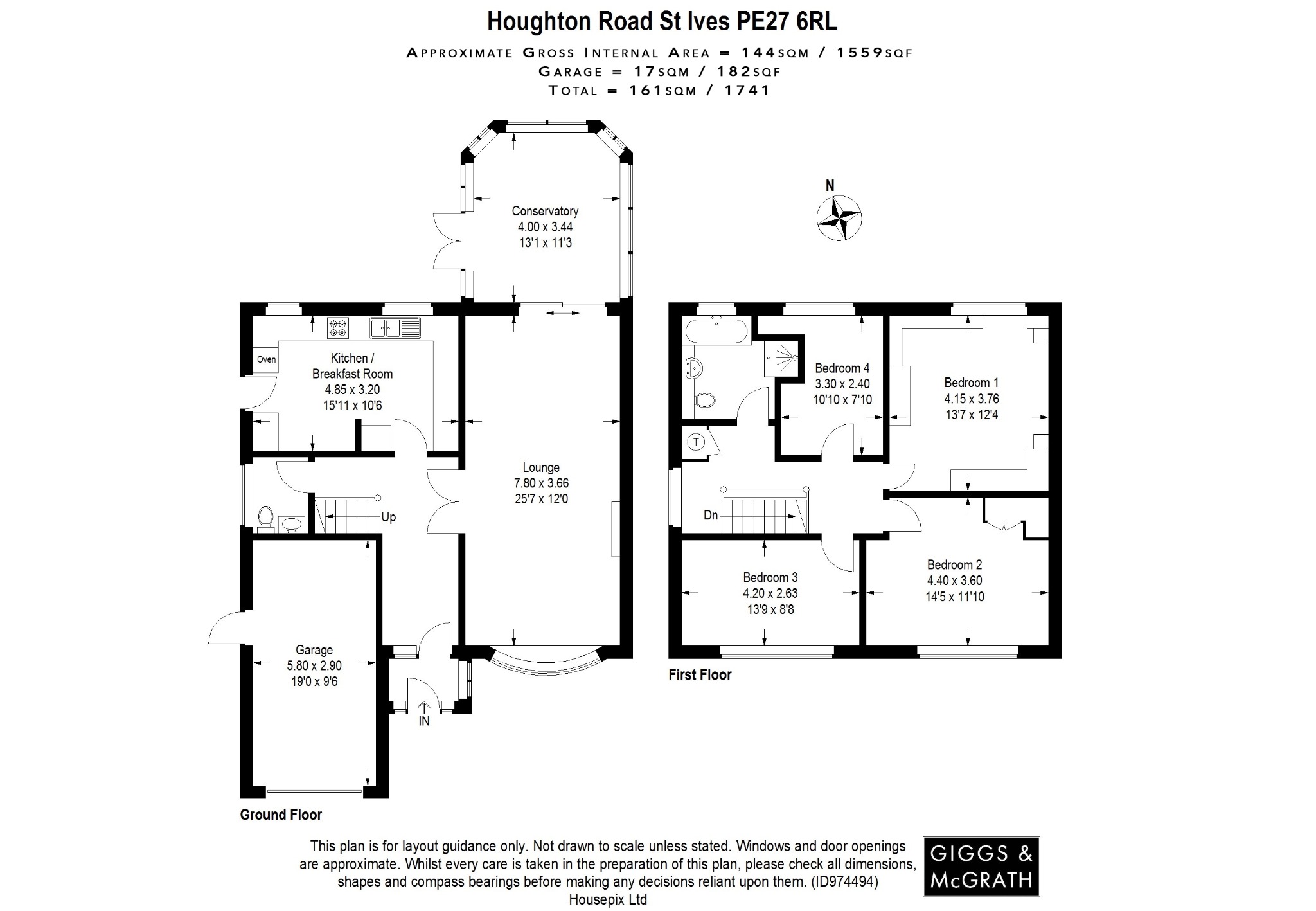 4 bed detached house for sale in Houghton Road, St. Ives - Property Floorplan