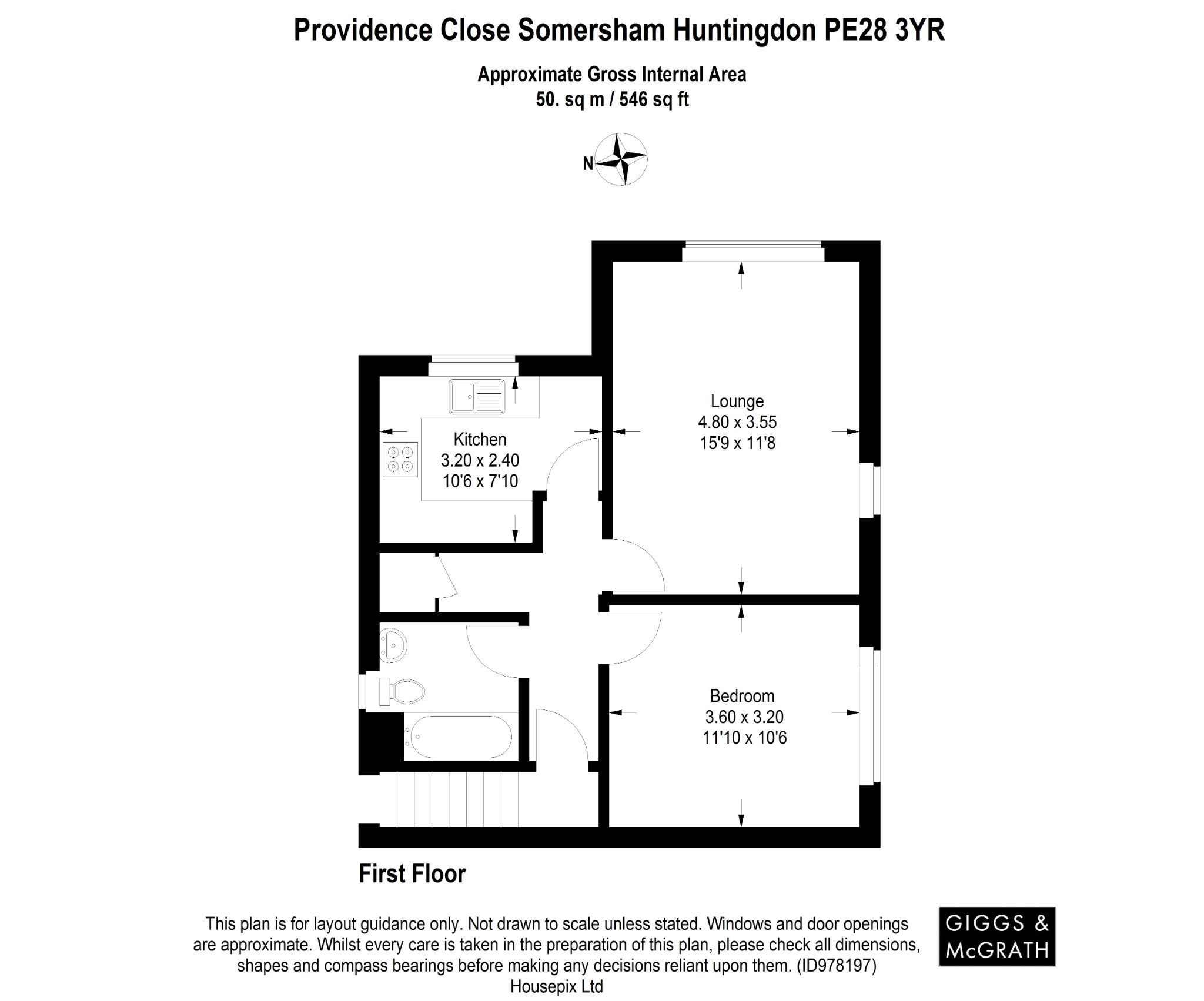 1 bed flat for sale in Providence Close, Huntingdon - Property Floorplan