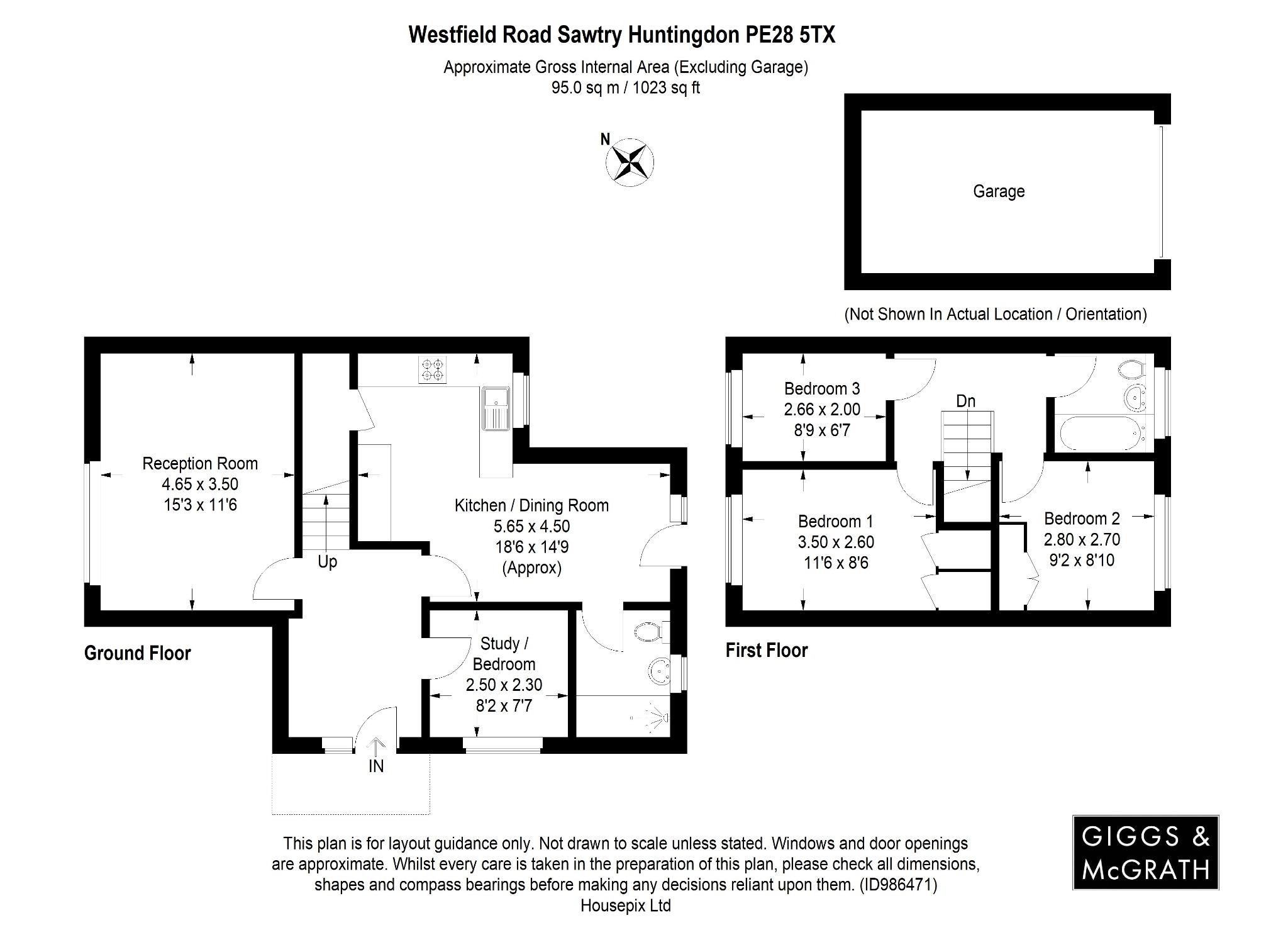 3 bed semi-detached house for sale in Westfield Road, Huntingdon - Property Floorplan