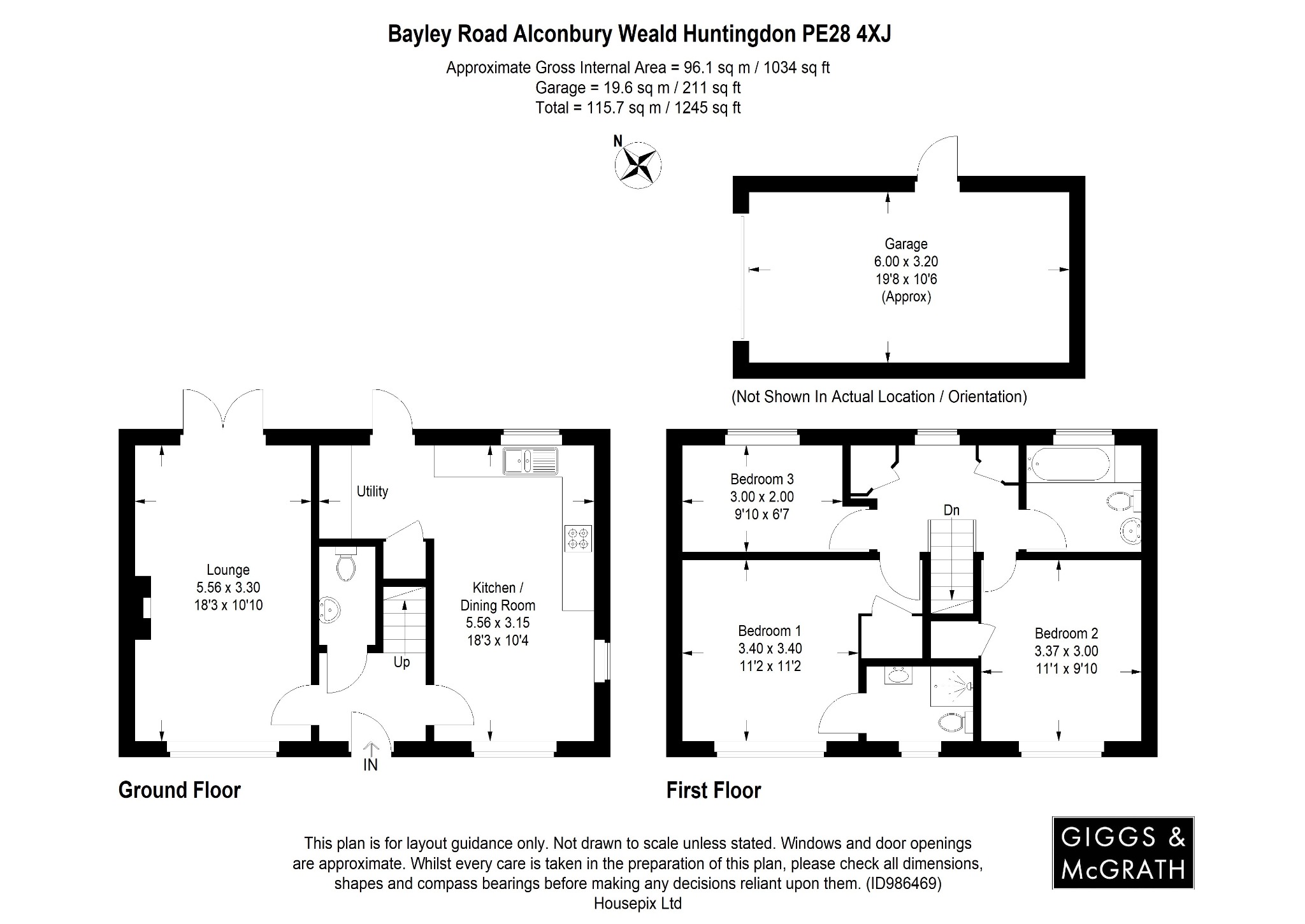 3 bed detached house for sale in Bayley Road, Huntingdon - Property Floorplan