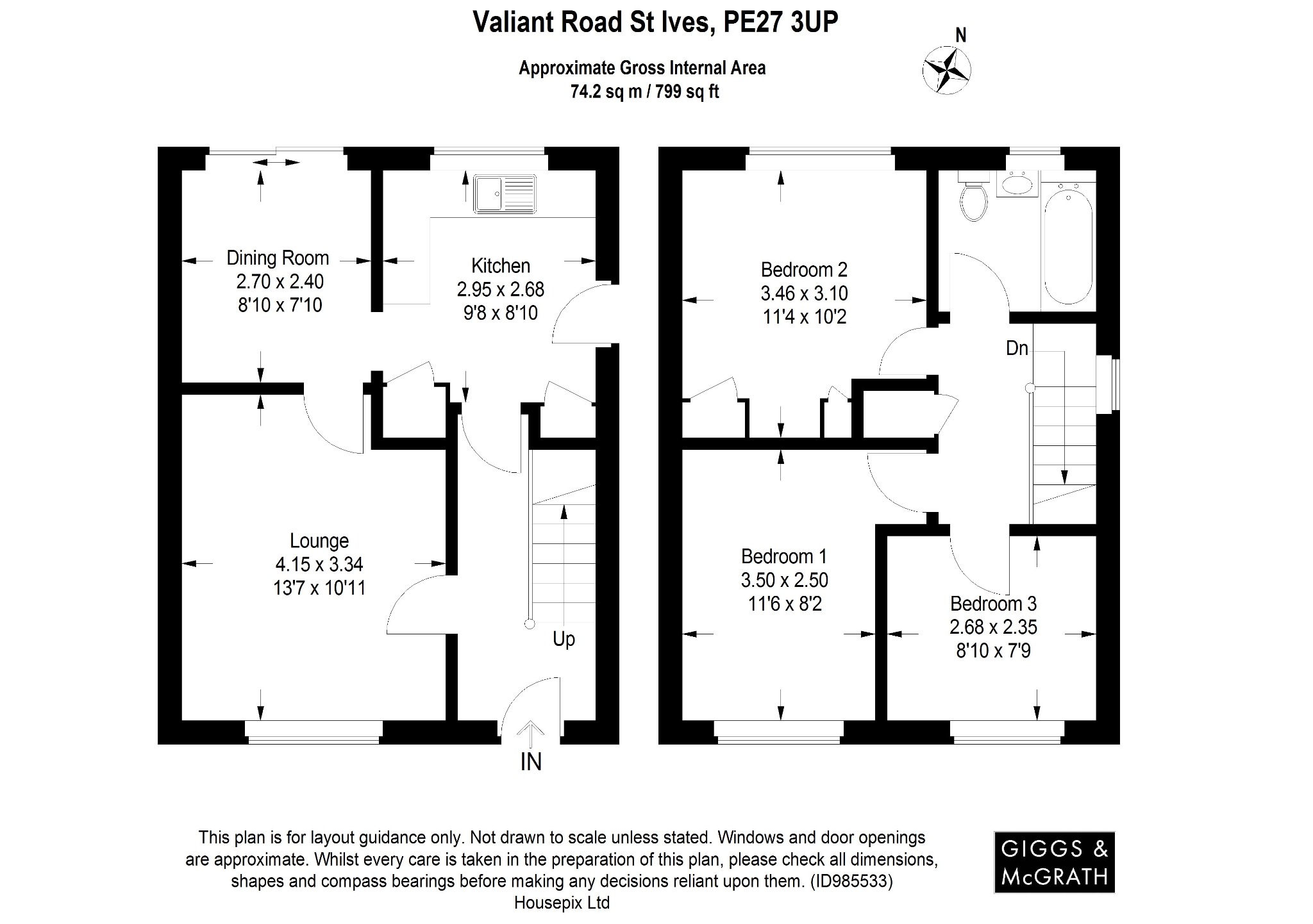 3 bed semi-detached house for sale in Valiant Road, St Ives - Property Floorplan