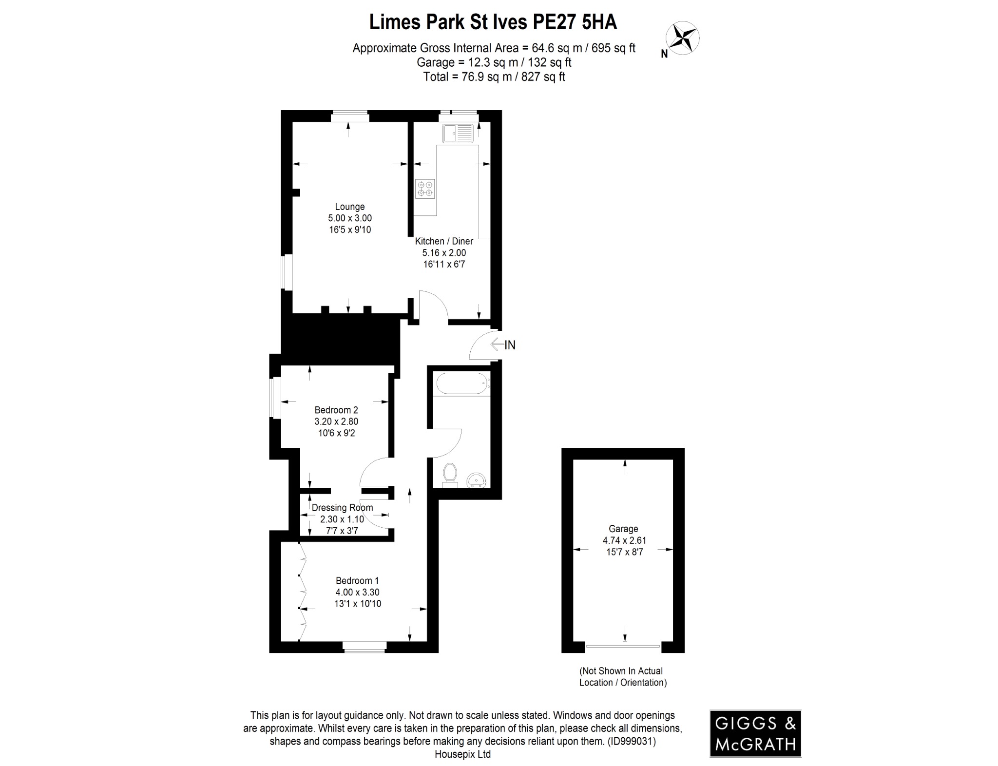 2 bed ground floor flat for sale in Limes Park, St Ives - Property Floorplan