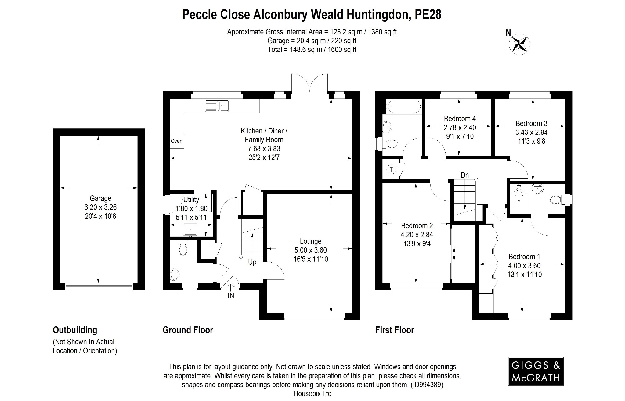 4 bed detached house for sale in Peccle Close, Huntingdon - Property Floorplan