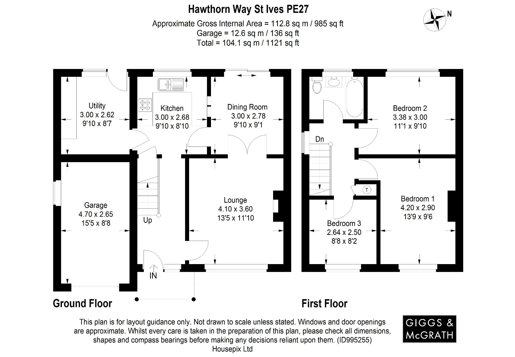 3 bed semi-detached house for sale in Hawthorn Way, St Ives - Property Floorplan