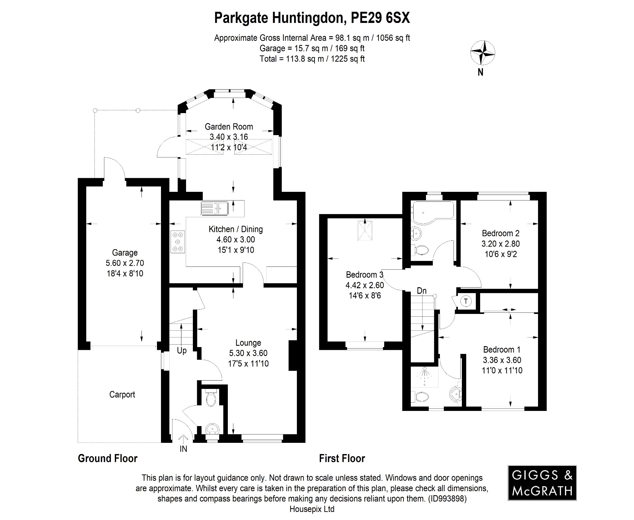 3 bed detached house for sale in Parkgate, Huntingdon - Property Floorplan