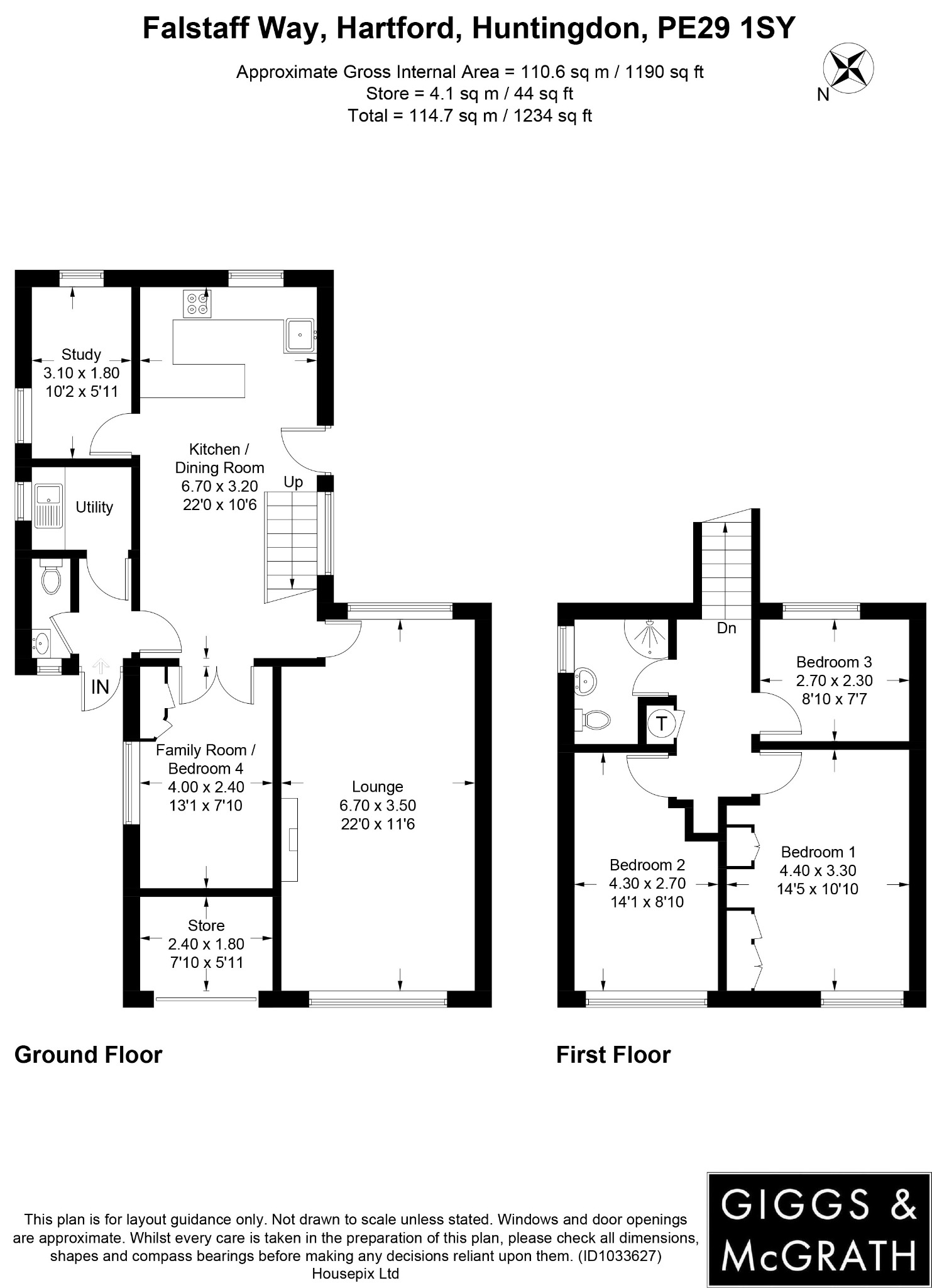 3 bed detached house for sale in Falstaff Way, Huntingdon - Property Floorplan