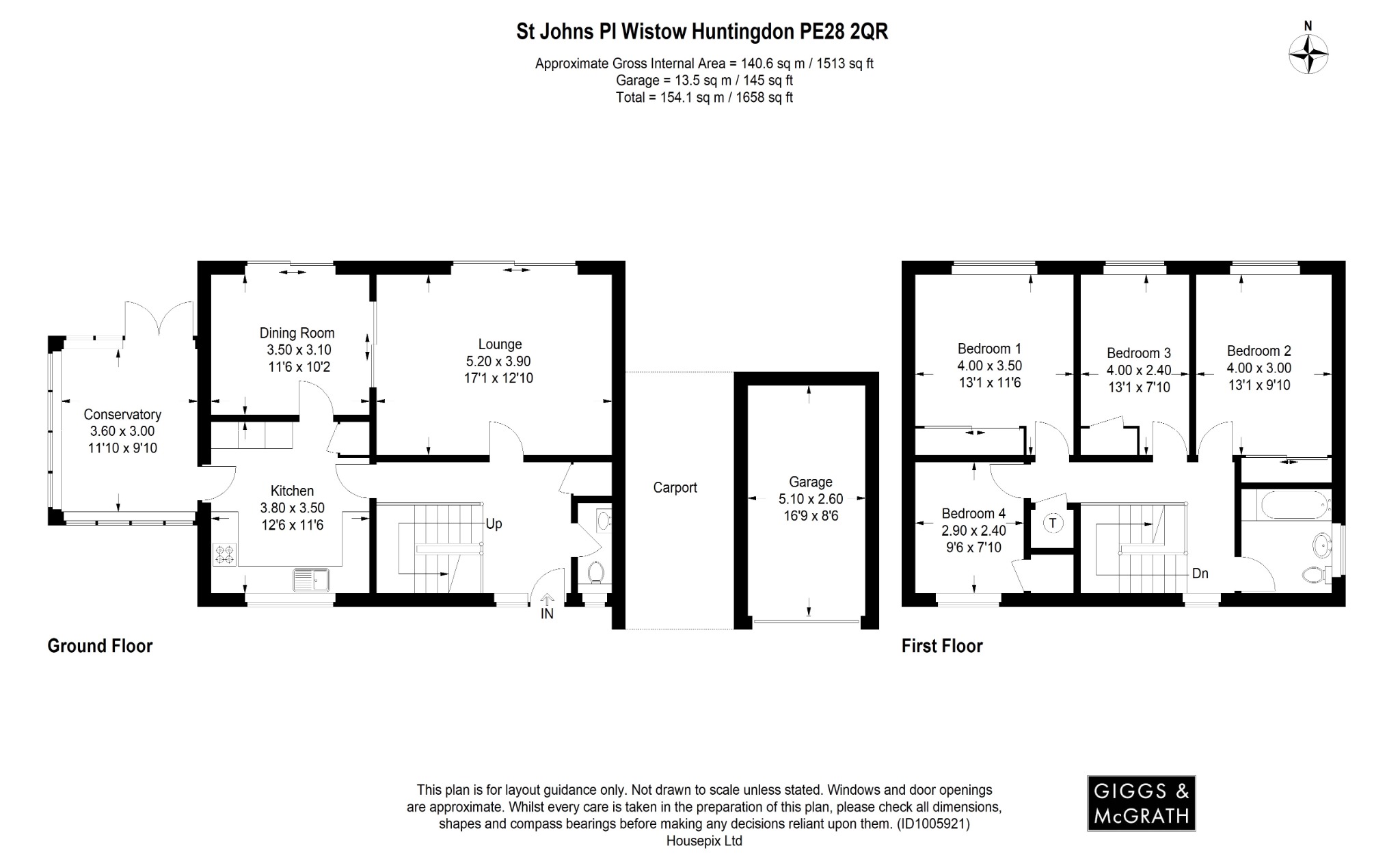 4 bed detached house for sale in St Johns Place, Huntingdon - Property Floorplan