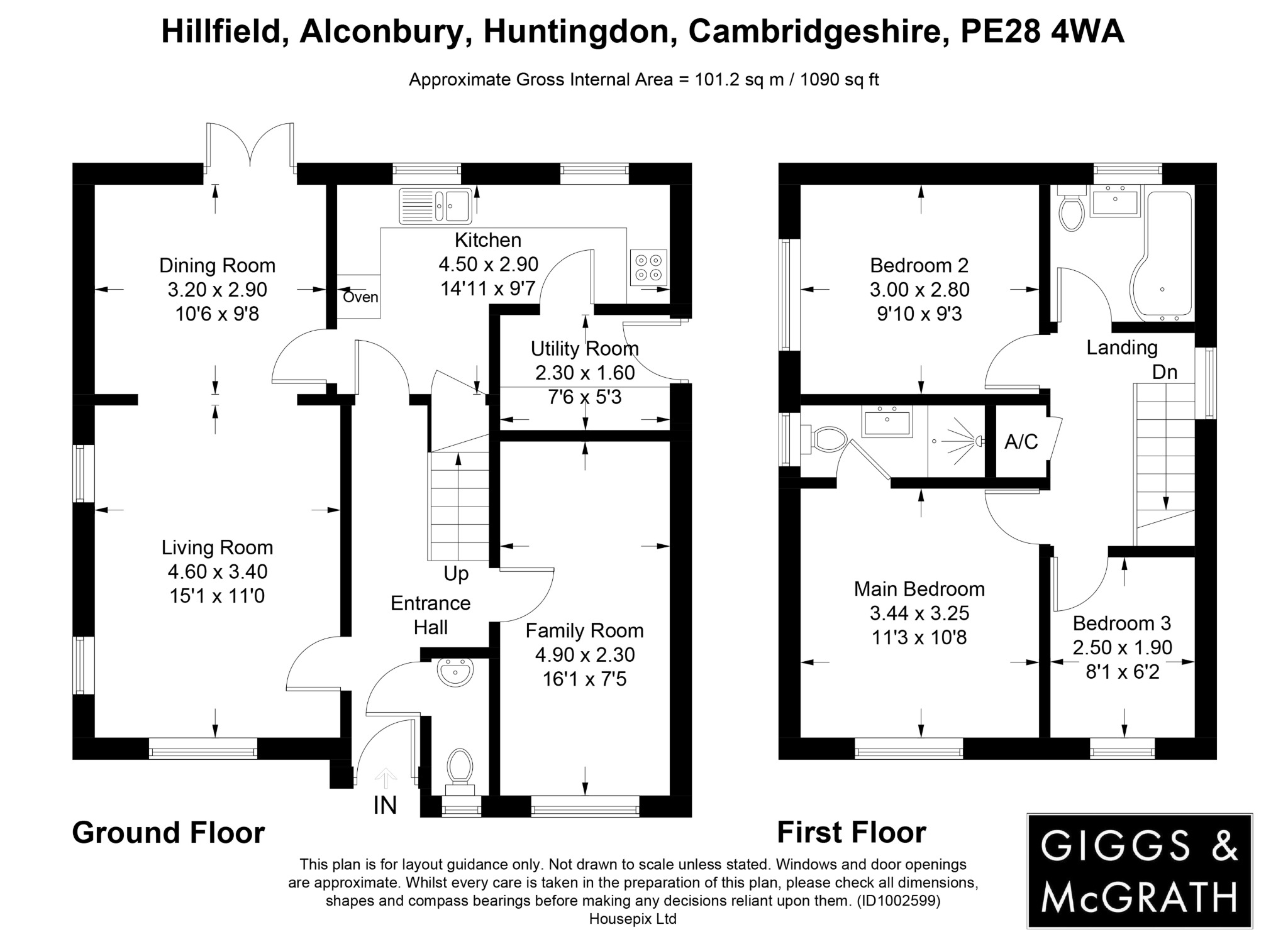 3 bed detached house for sale in Hillfield, Huntingdon - Property Floorplan