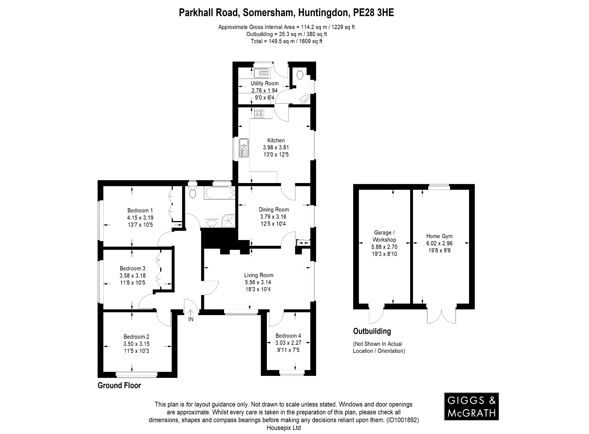 4 bed detached bungalow for sale in Parkhall Road, Huntingdon - Property Floorplan