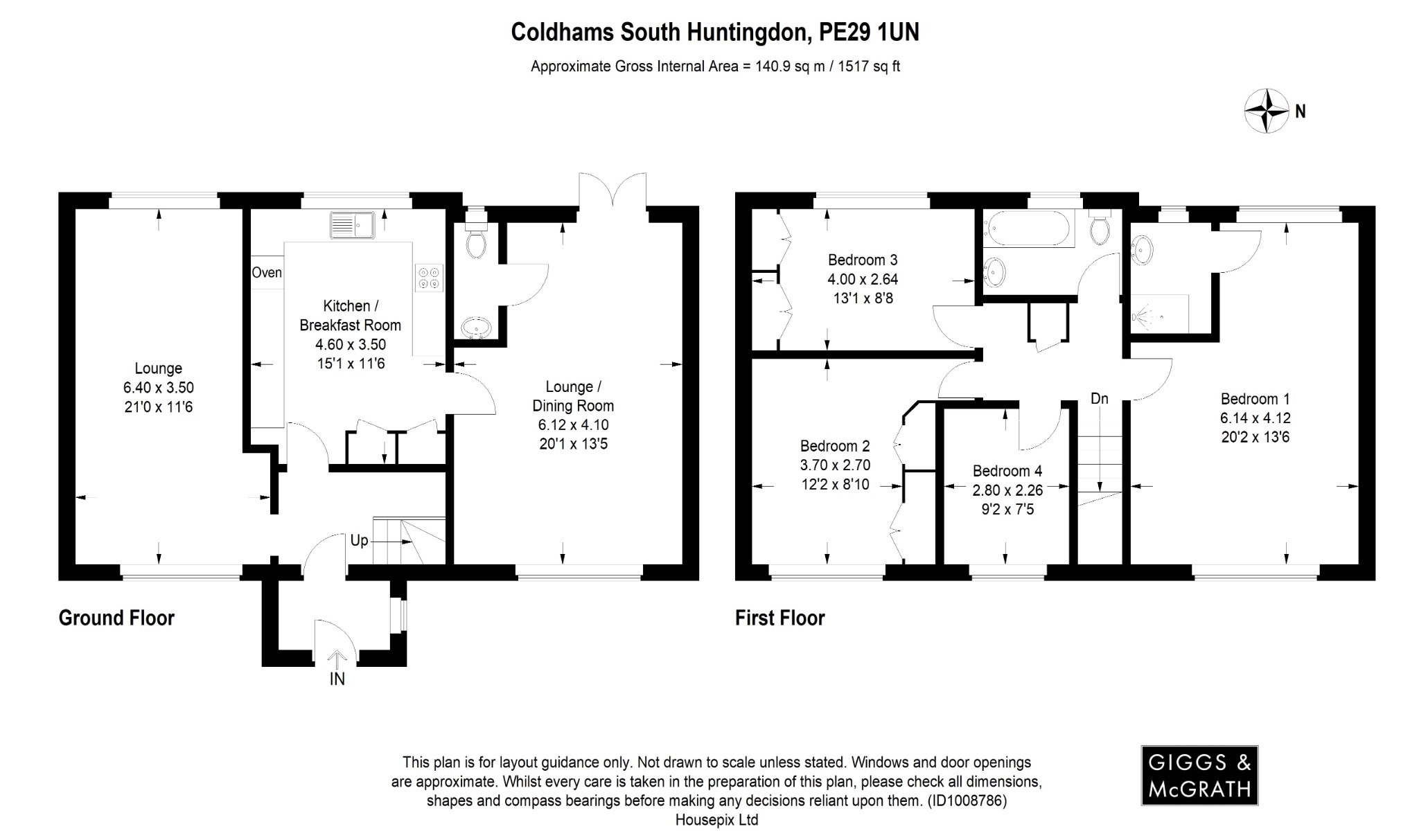 4 bed semi-detached house for sale in Coldhams South, Huntingdon - Property Floorplan